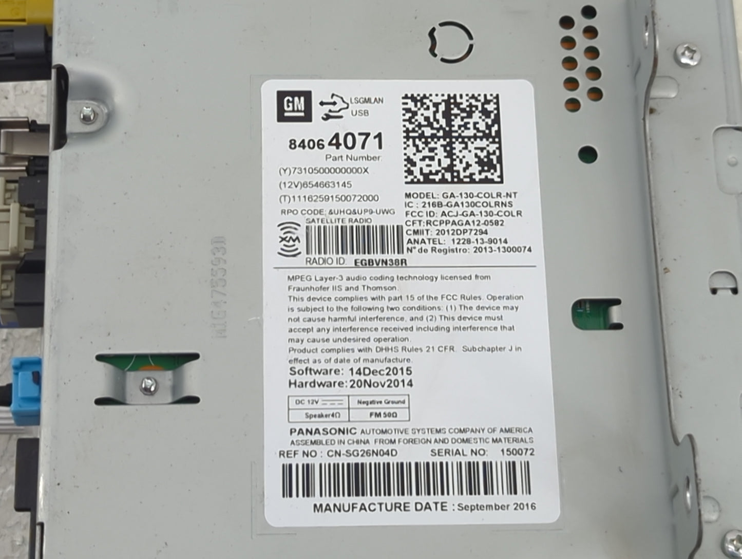 2016-2017 Gmc Terrain Radio AM FM Cd Player Receiver Replacement P/N:84064071 CN-SG26N04D, GA-130-COLR-NT Fits Fits 2016 201