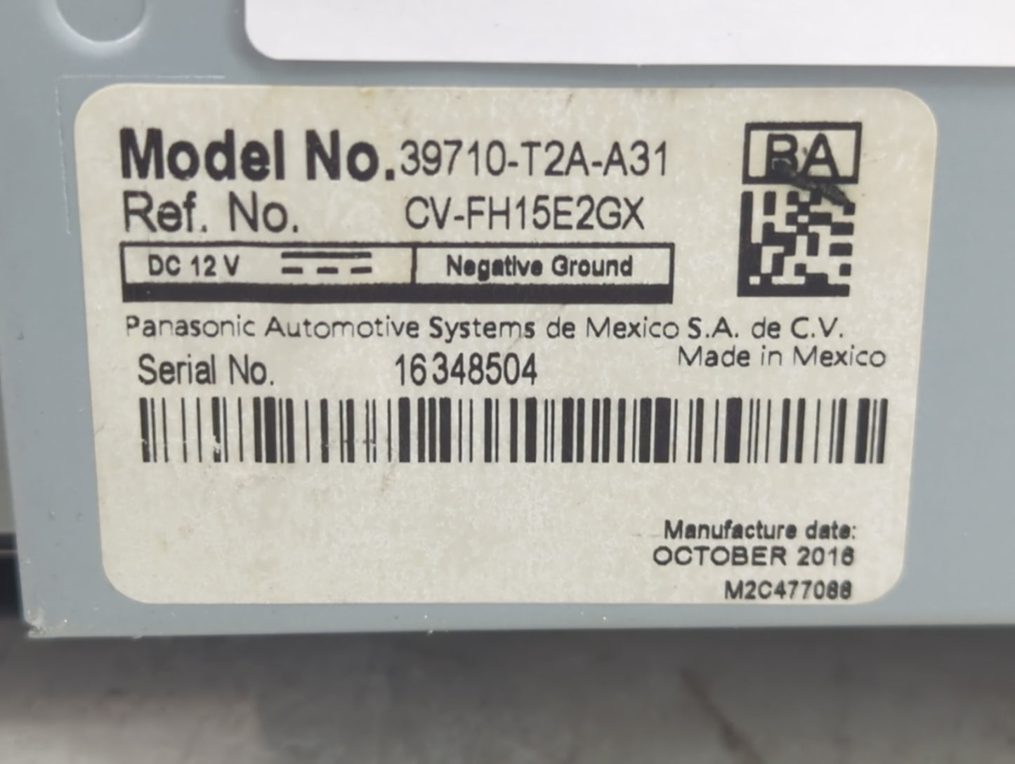 2016-2017 Honda Accord Information Display Screen - Oemusedautoparts1.com