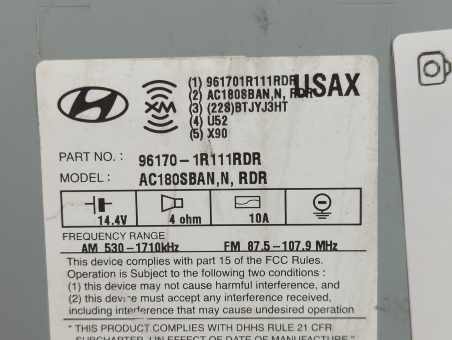 2015-2017 Hyundai Accent Radio AM FM Cd Player Receiver Replacement P/N:96170-1R111RDR Fits Fits 2015 2016 2017 OEM Used Aut