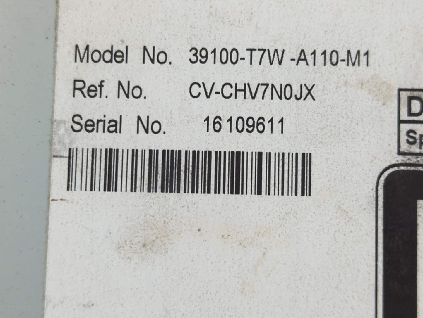 2017-2018 Hyundai Elantra Radio AM FM Cd Player Receiver Replacement P/N:39100-T7W-A110-M1 96170-F2140UAT Fits Fits 2017 201