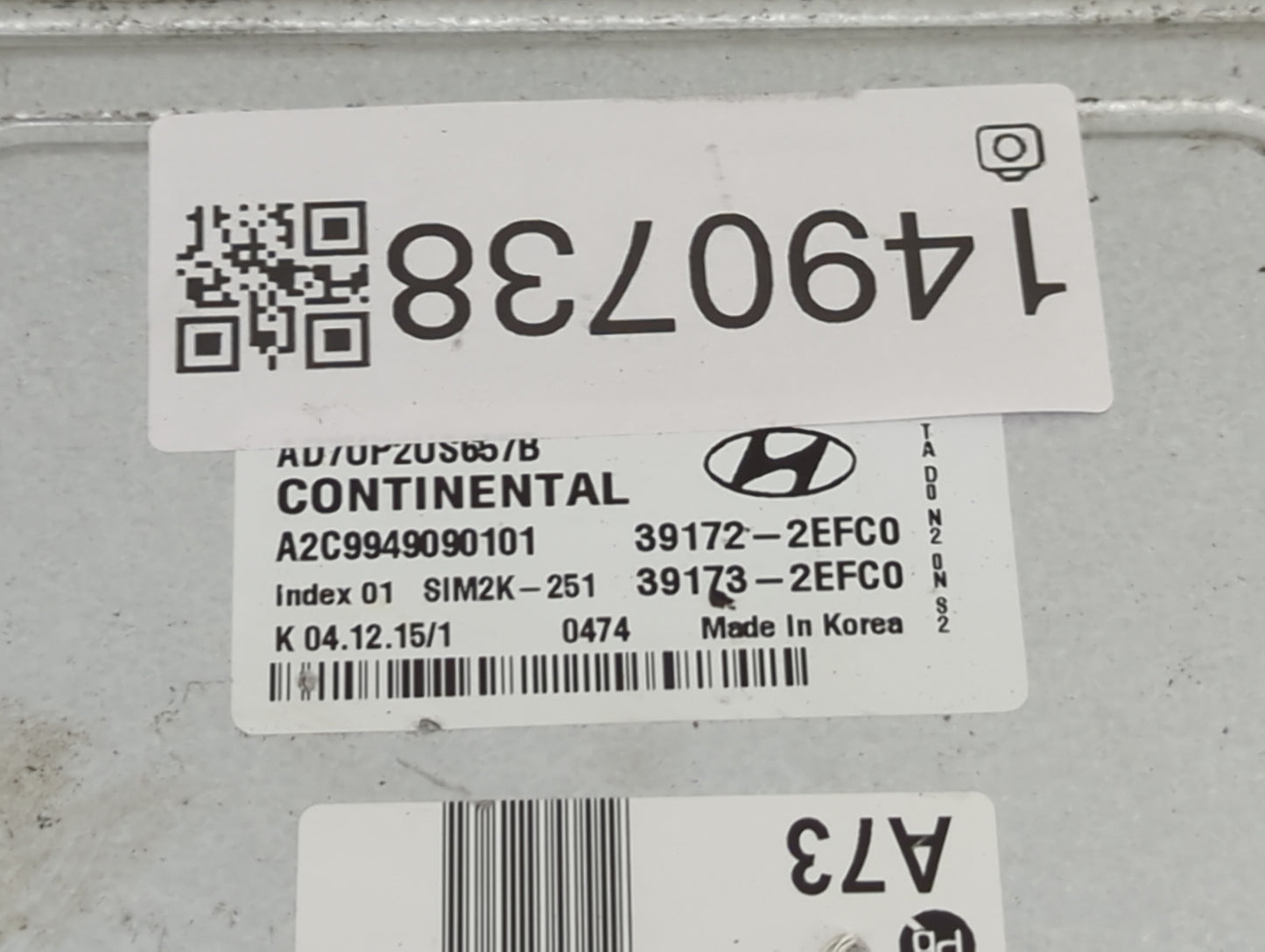 2017-2018 Hyundai Elantra PCM Engine Control Computer ECU ECM PCU OEM P/N:39172-2EFC0 39173-2EFC0 Fits Fits 2017 2018 OEM Us