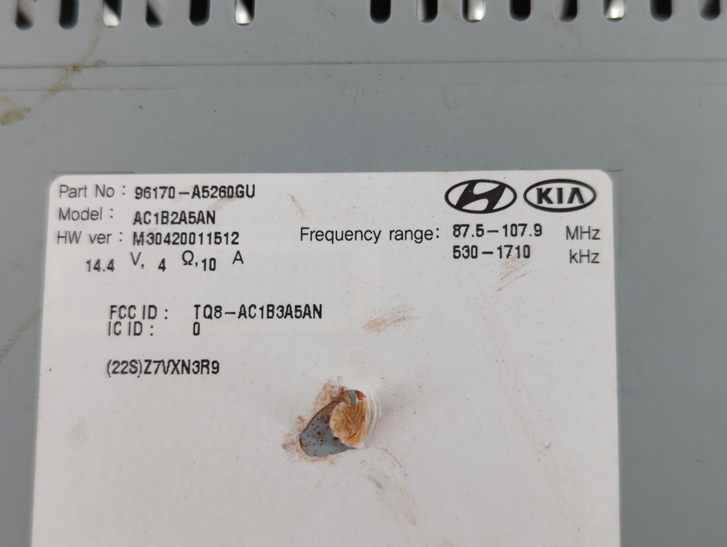 2016-2017 Hyundai Elantra Radio AM FM Cd Player Receiver Replacement P/N:96170-A5260GU Fits Fits 2016 2017 OEM Used Auto Par
