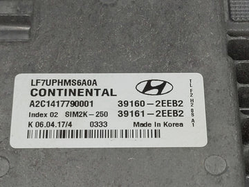 2016-2017 Hyundai Sonata PCM Engine Control Computer ECU ECM PCU OEM P/N:39161-2EEB2 39160-2EEB2 Fits Fits 2016 2017 OEM Used Auto Parts
