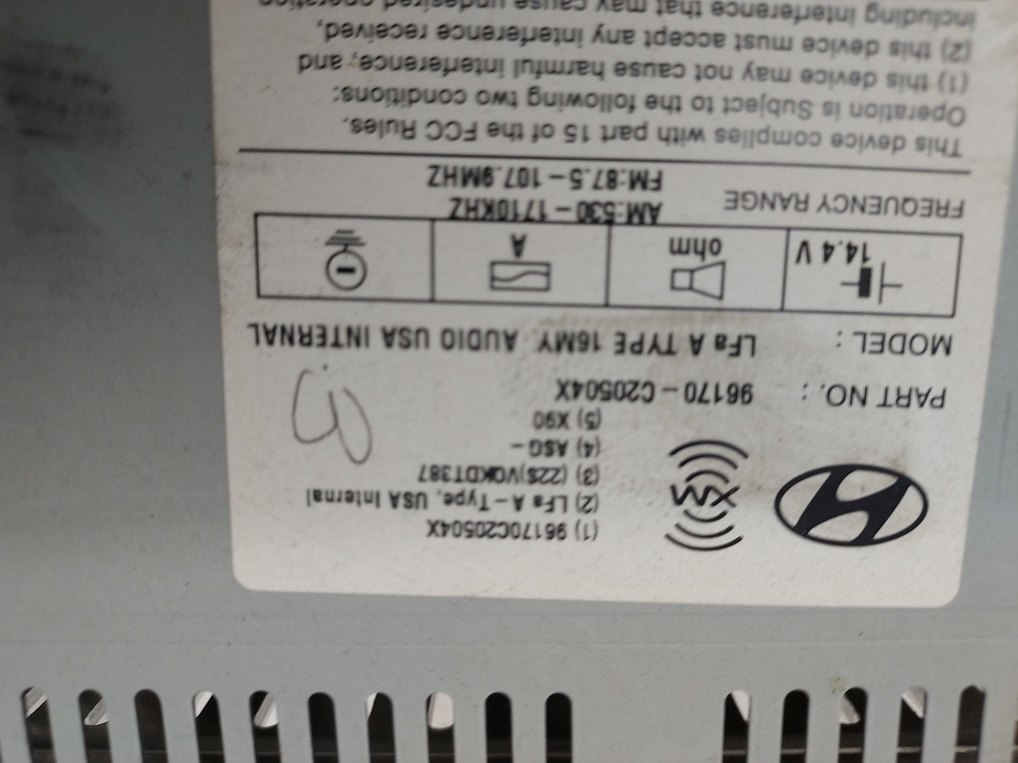 2016-2017 Hyundai Sonata Radio AM FM Cd Player Receiver Replacement P/N:96170-C2050 96170-C2050 4X Fits Fits 2016 2017 OEM U