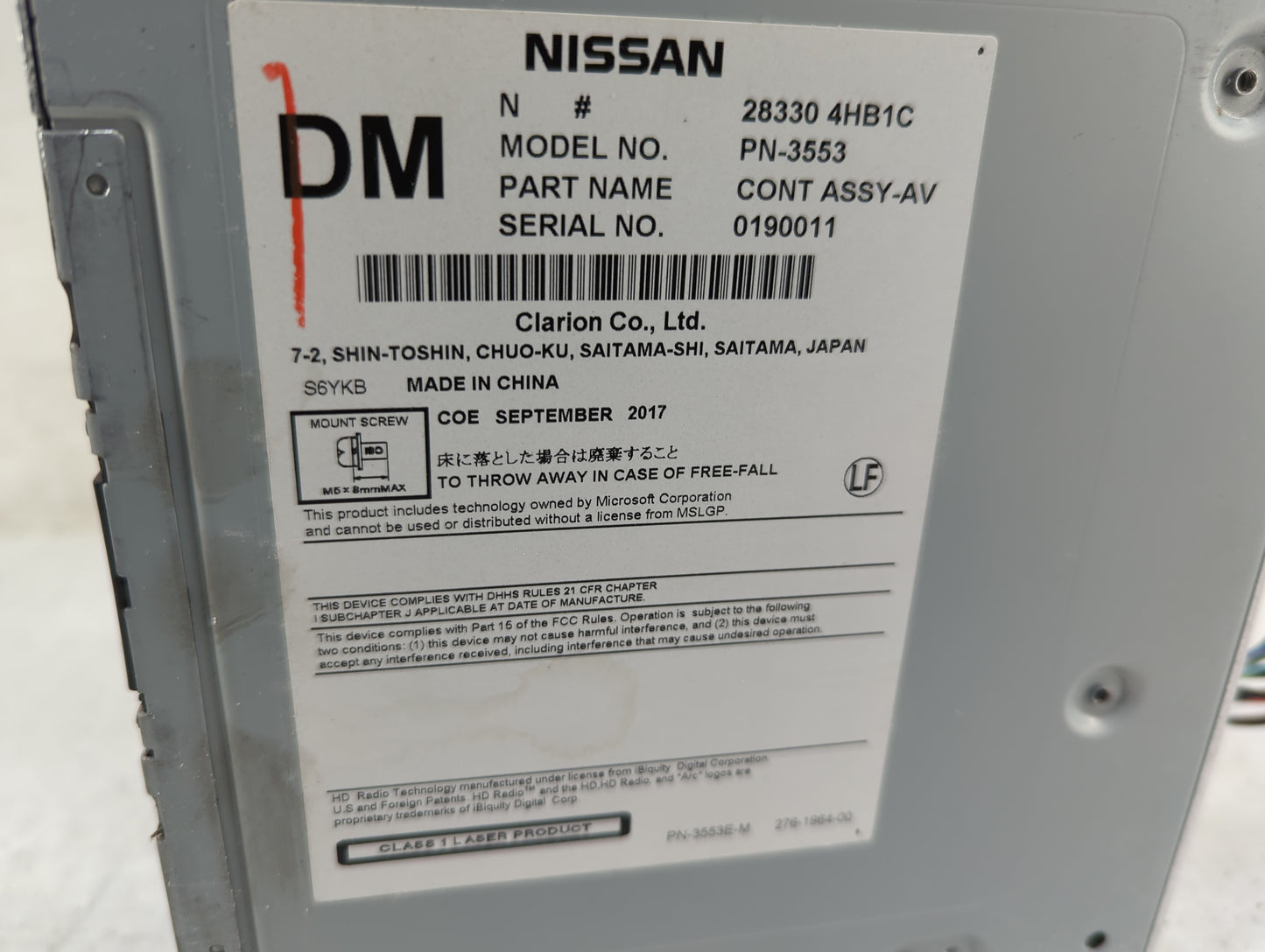 2016-2018 Infiniti Q50 Radio AM FM Cd Player Receiver Replacement P/N:283304HB1C PN-3553 Fits Fits 2016 2017 2018 2019 2020
