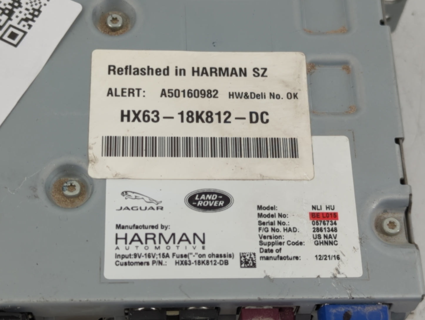 2017-2018 Jaguar Xe Radio AM FM Cd Player Receiver Replacement P/N:HX63-18K812-DC Fits Fits 2016 2017 2018 2019 OEM Used Aut