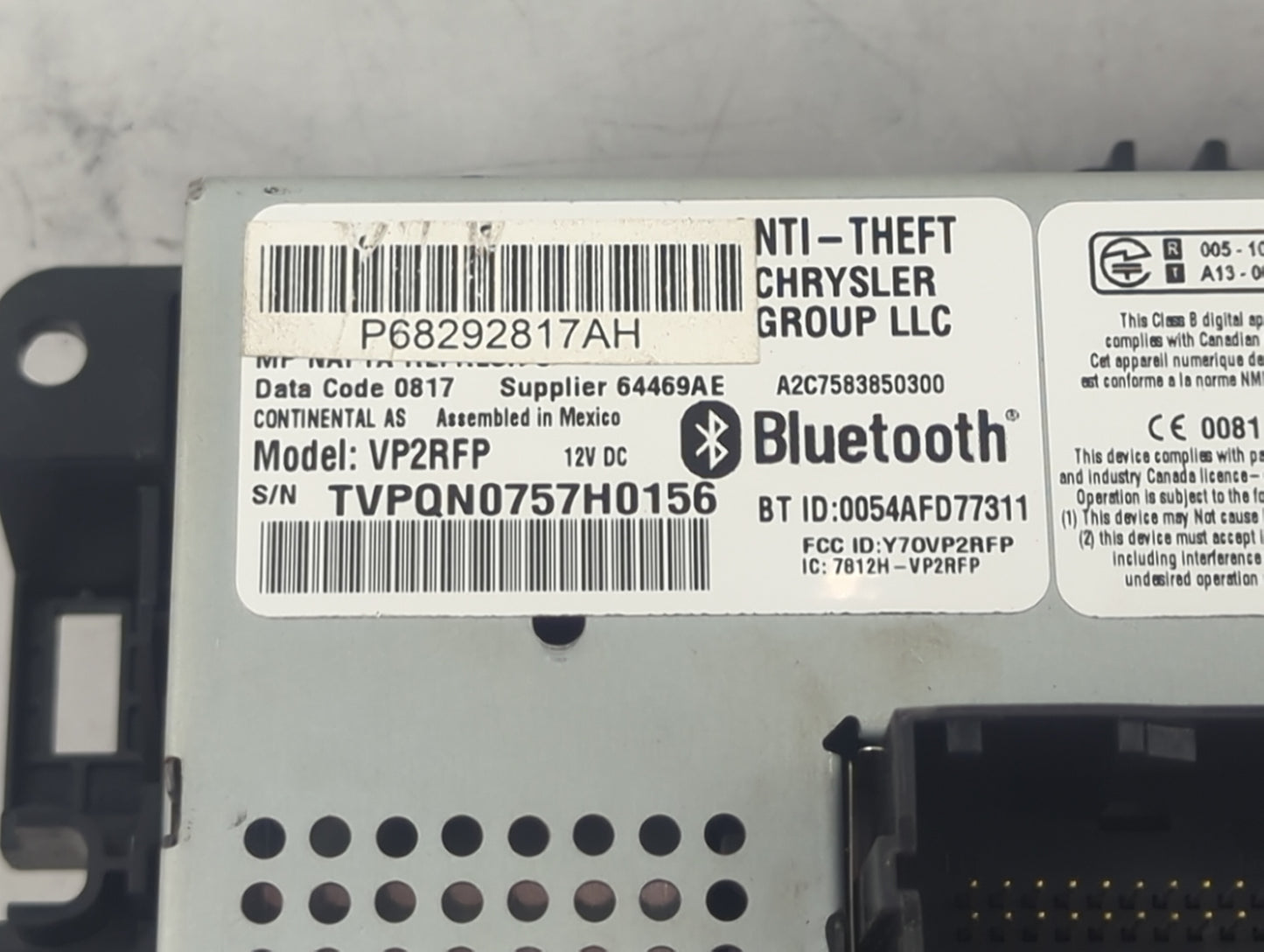 2017 Jeep Compass Radio AM FM Cd Player Receiver Replacement P/N:P68292817AH VP2RFP, Y7OVP2RFP, 7812H-VP2RFP, A2C7583850300