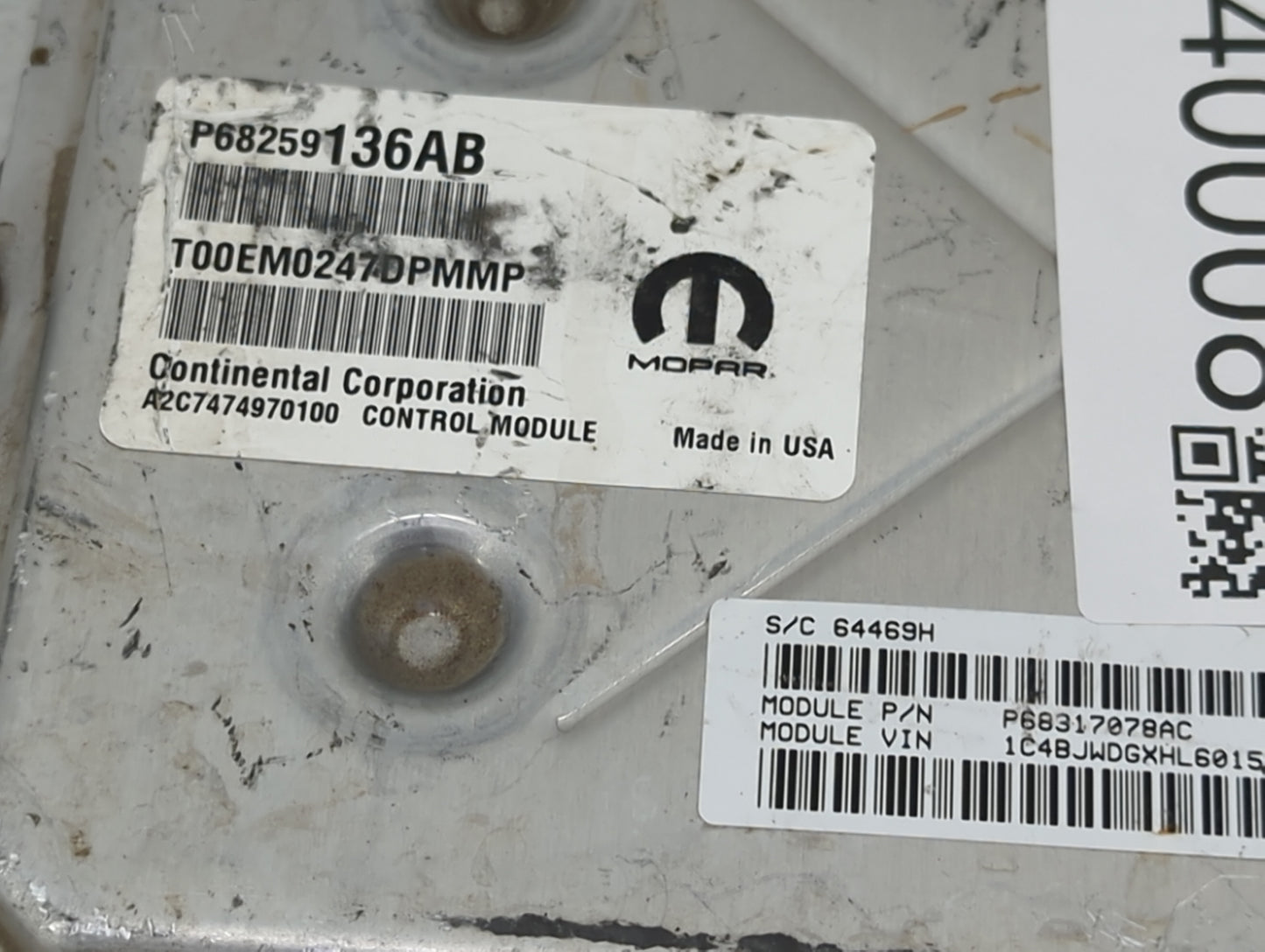 2016-2018 Jeep Wrangler PCM Engine Control Computer ECU ECM PCU OEM P/N:P68259136AB P68317078AC Fits Fits 2016 2017 2018 OEM