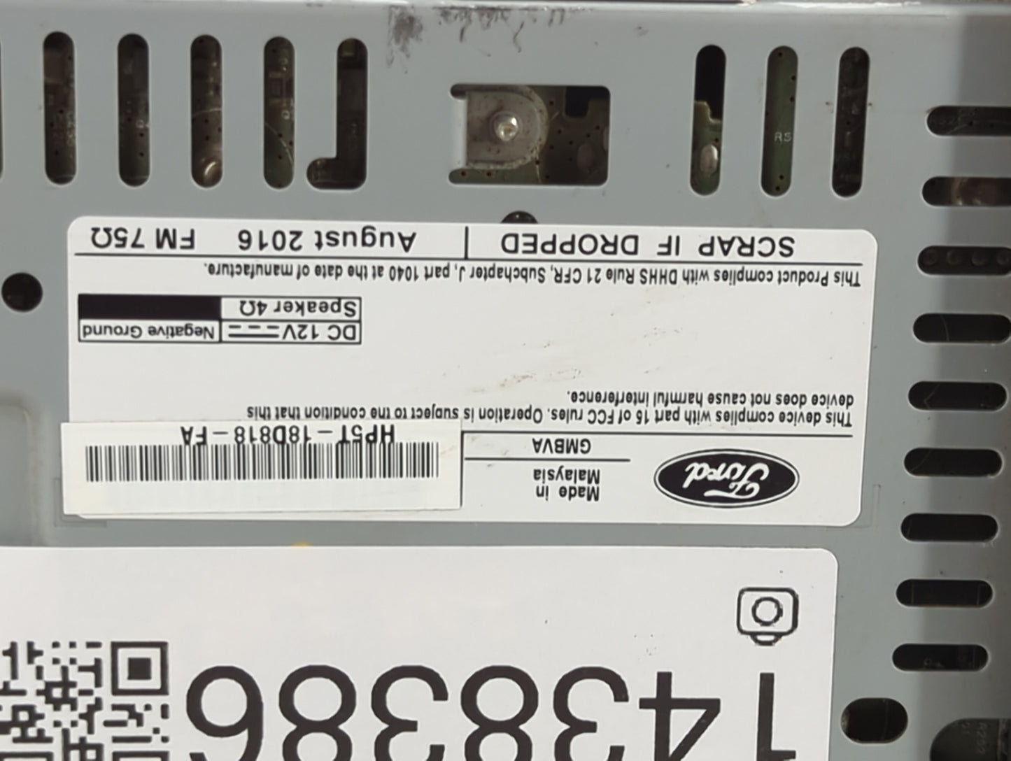 2017-2020 Lincoln Mkz Radio AM FM Cd Player Receiver Replacement P/N:HP5T-18D818-FA Fits Fits 2017 2018 2019 2020 OEM Used A