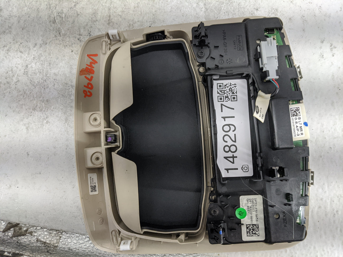 2017-2020 Lincoln Mkz Overhead Console W/rear Climate Control Tan - Oemusedautoparts1.com