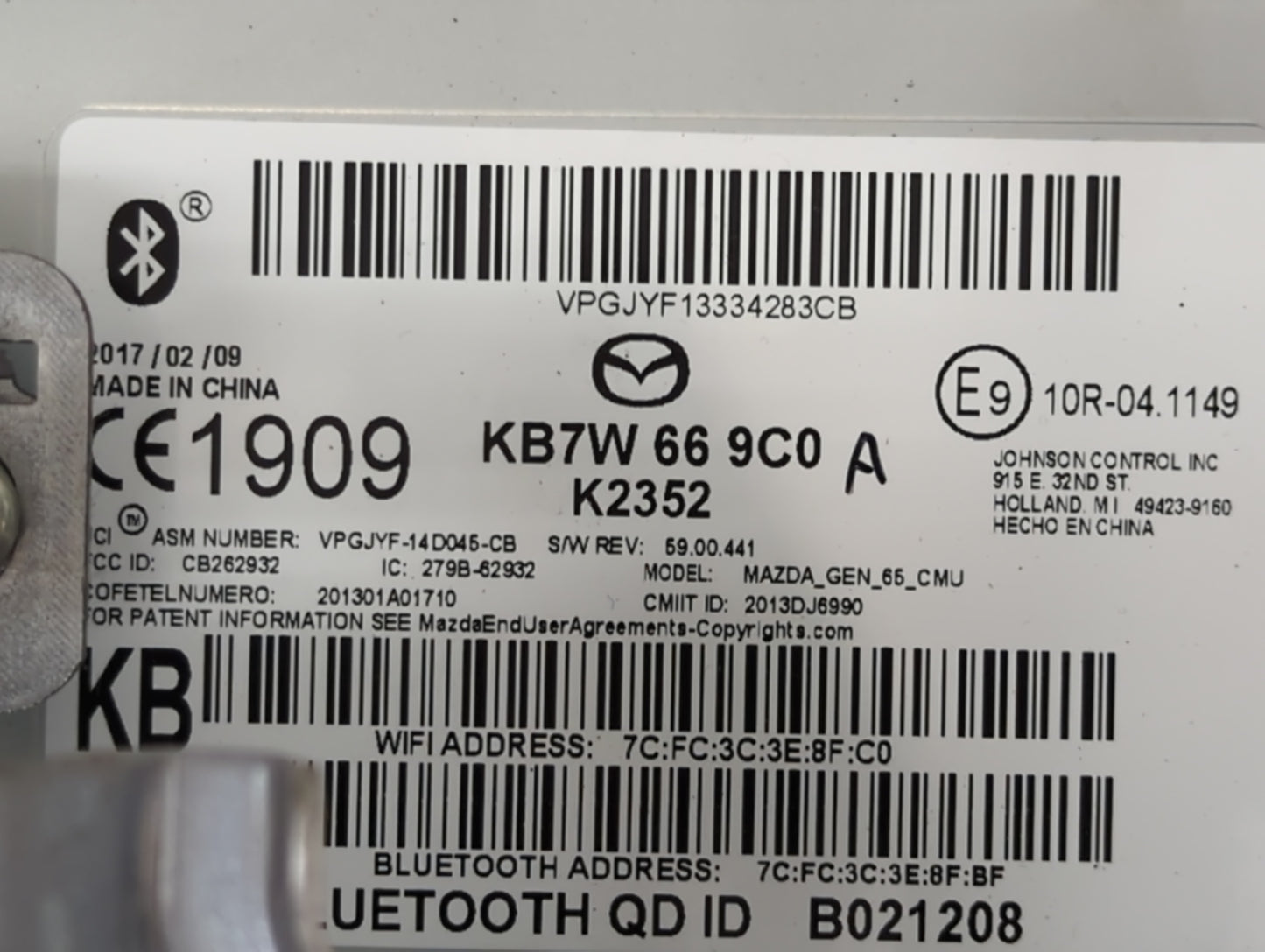 2017-2018 Mazda Cx-5 Radio AM FM Cd Player Receiver Replacement P/N:KB7W 66 9C0 Fits Fits 2017 2018 OEM Used Auto Parts - Oe