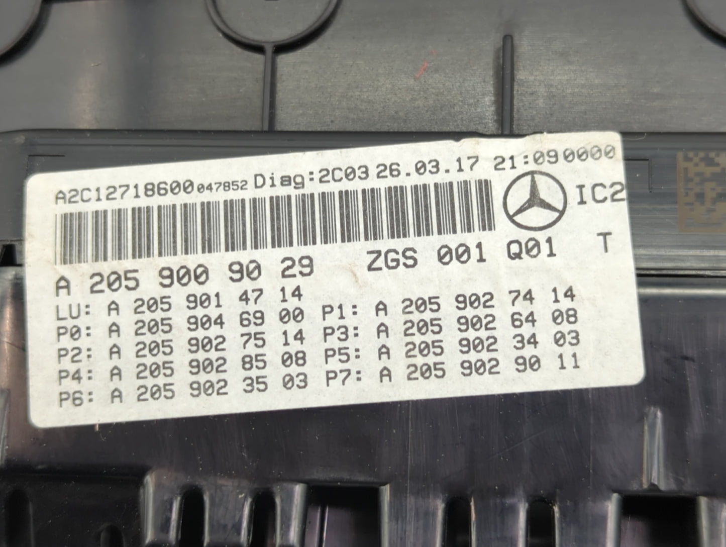 2017 Mercedes-Benz C-Class Instrument Cluster Speedometer Gauges P/N:A2059009029 A2C12718600 Miles:108K Fits Fits 2016 OEM U