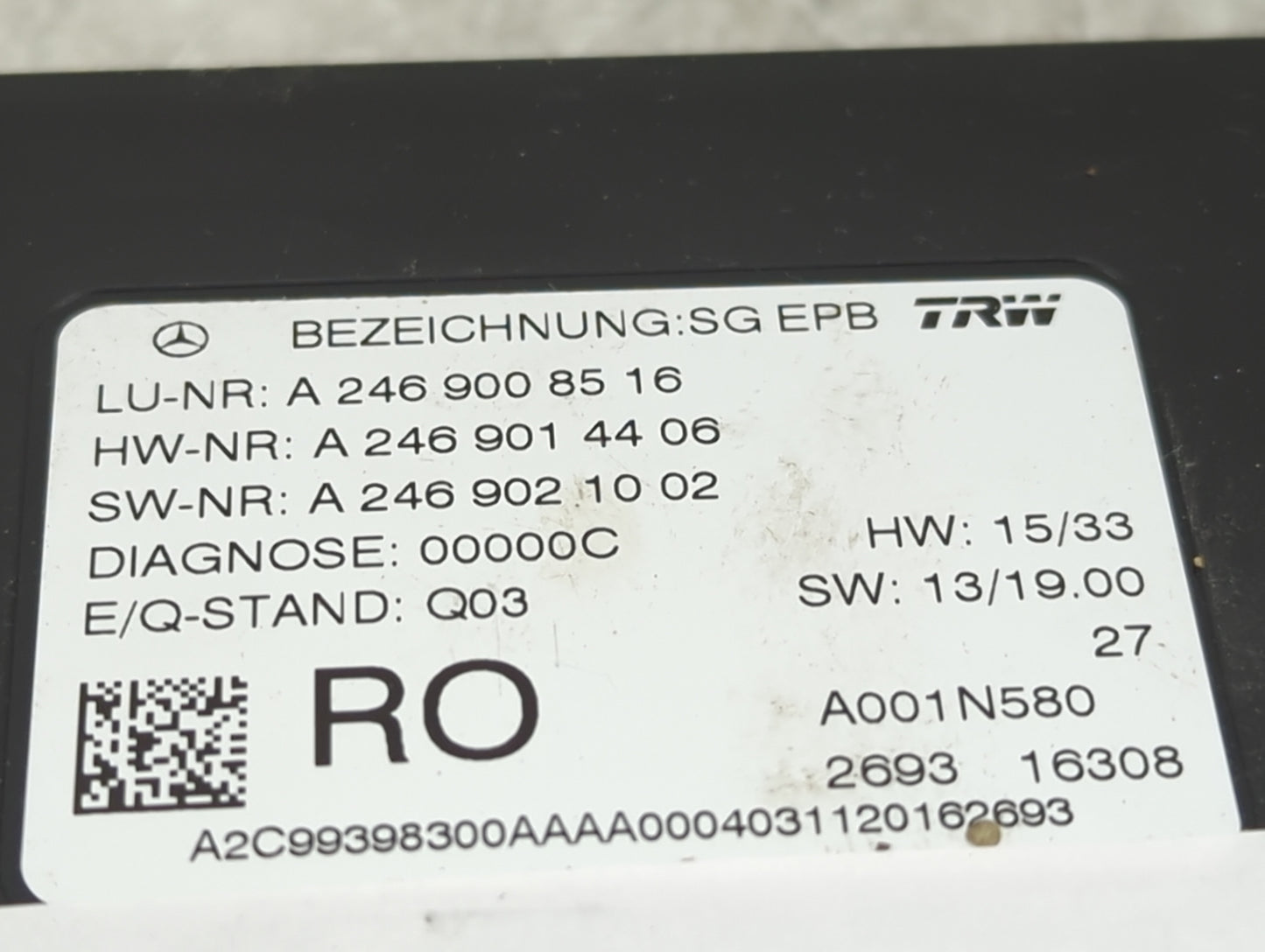2016-2017 Mercedes-benz Cla250 Parking Brake Control Module - Oemusedautoparts1.com