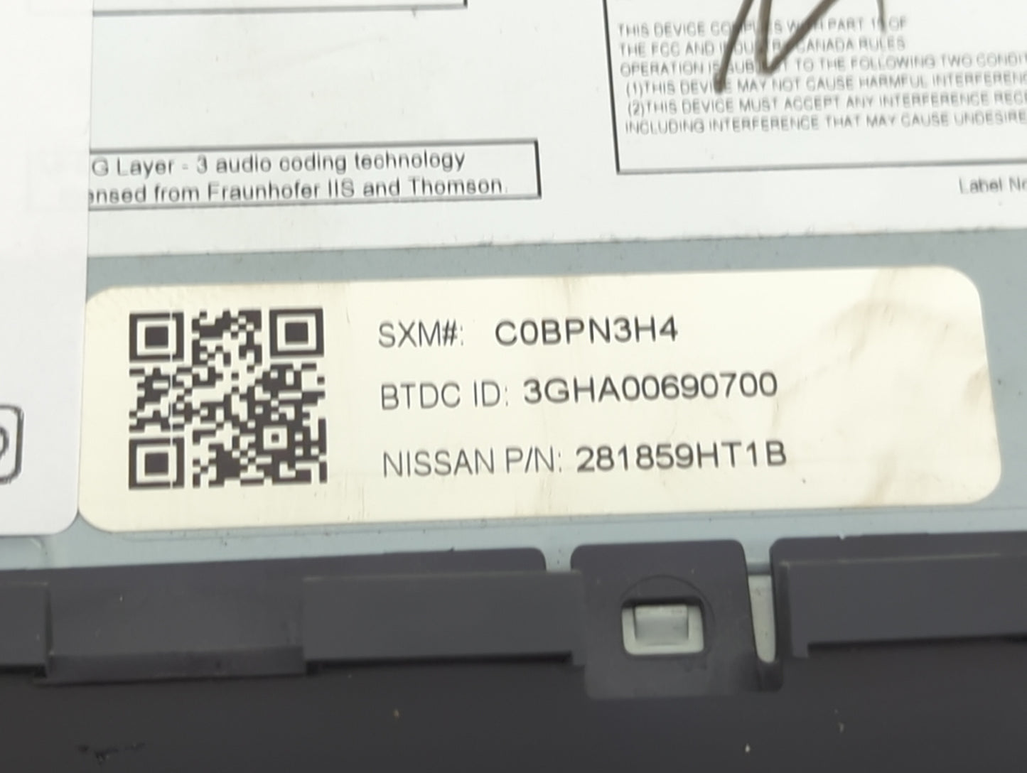 2017 Nissan Altima Radio AM FM Cd Player Receiver Replacement P/N:281859HT1B 3GHA00690700, C0BPN3H4 Fits OEM Used Auto Parts