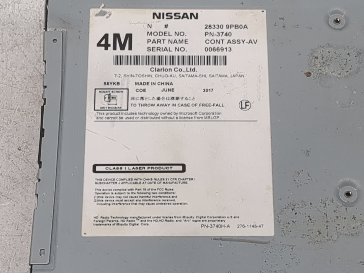 2017-2020 Nissan Pathfinder Radio AM FM Cd Player Receiver Replacement P/N:28330 9PB0A PN-3740 Fits Fits 2017 2018 2019 2020