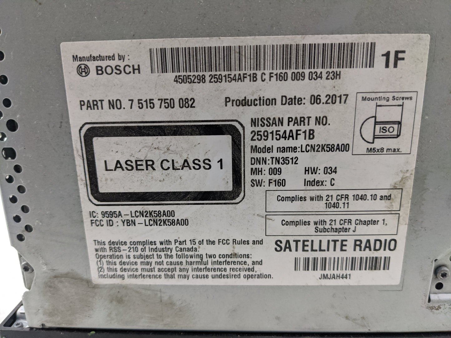 2017-2019 Nissan Sentra Radio AM FM Cd Player Receiver Replacement P/N:259154AF1B 7 515 750 082 Fits Fits 2017 2018 2019 OEM