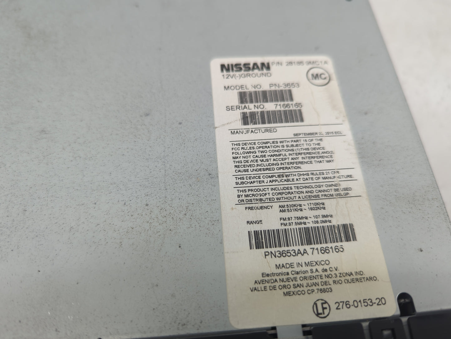 2017-2019 Nissan Sentra Radio AM FM Cd Player Receiver Replacement P/N:28185 9MC1A Fits Fits 2017 2018 2019 OEM Used Auto Pa