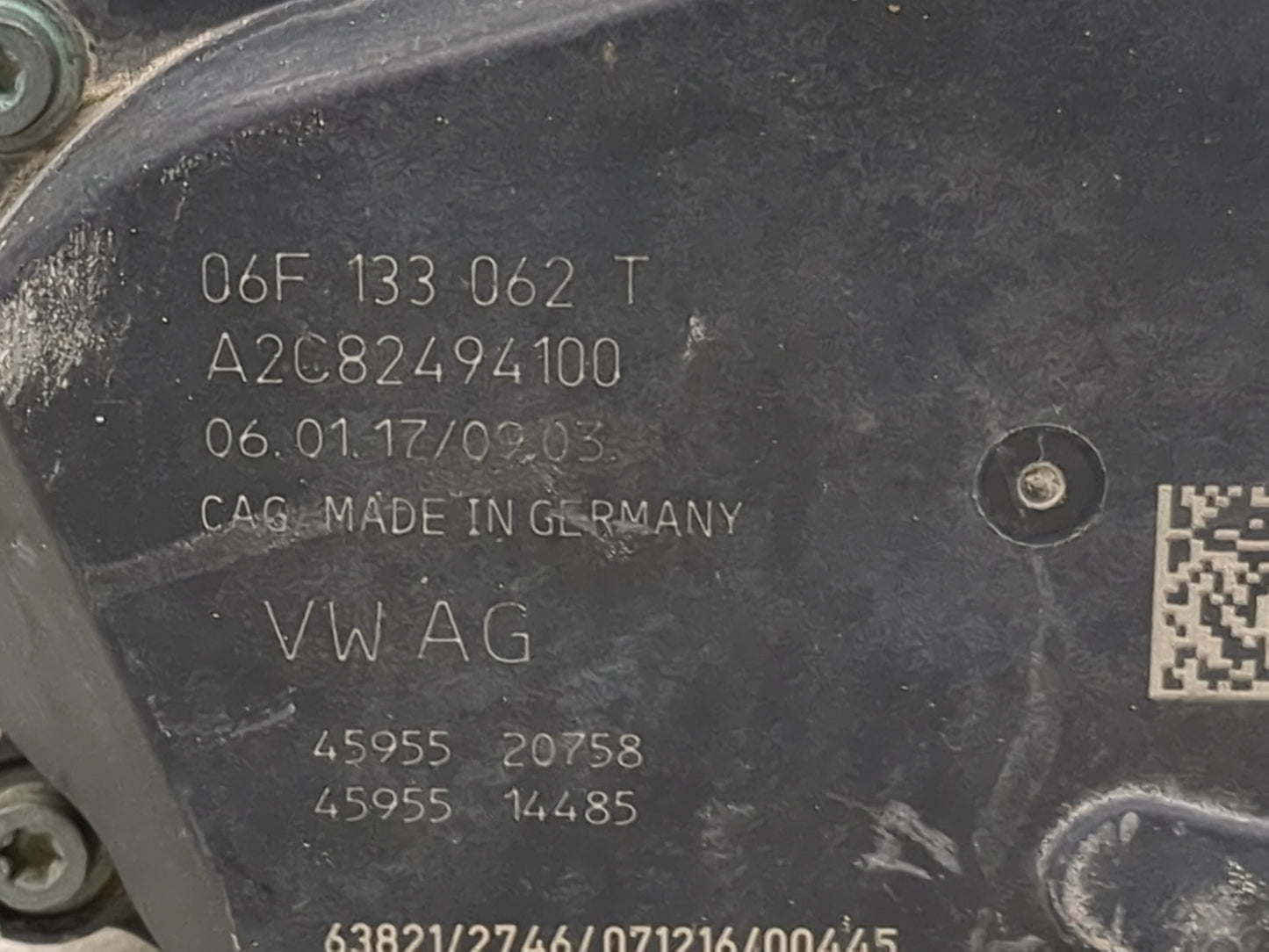 2009-2018 Volkswagen Tiguan Throttle Body P/N:A2C82494100 06F 133 062 T Fits OEM Used Auto Parts - Oemusedautoparts1.com