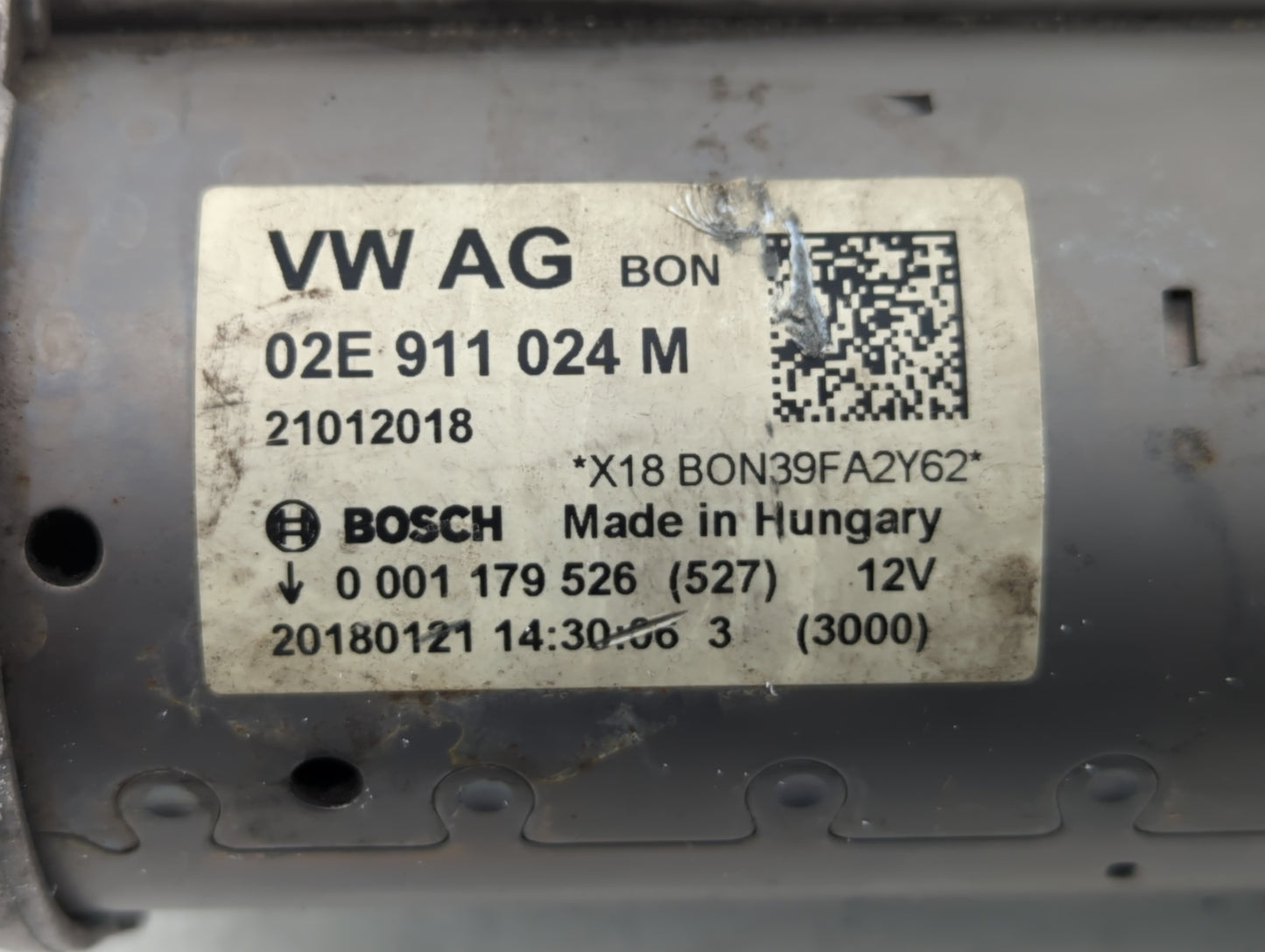 2017-2018 Audi A3 Car Starter Motor Solenoid OEM P/N:02E 911 024 M Fits Fits 2017 2018 2019 OEM Used Auto Parts - Oemusedaut