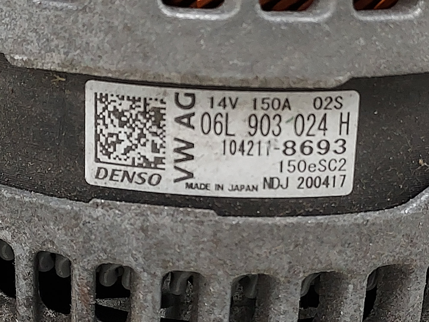 2018 Audi A5 Alternator Replacement Generator Charging Assembly Engine OEM P/N:104211-8693 06L 903 024 H Fits OEM Used Auto