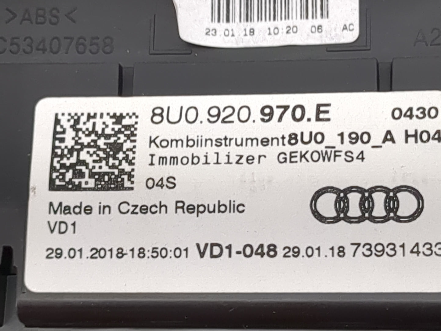 2018 Audi Q3 Instrument Cluster Speedometer Gauges P/N:8U0920970E 8U0.920.970.E Miles: Fits OEM Used Auto Parts - Oemusedaut