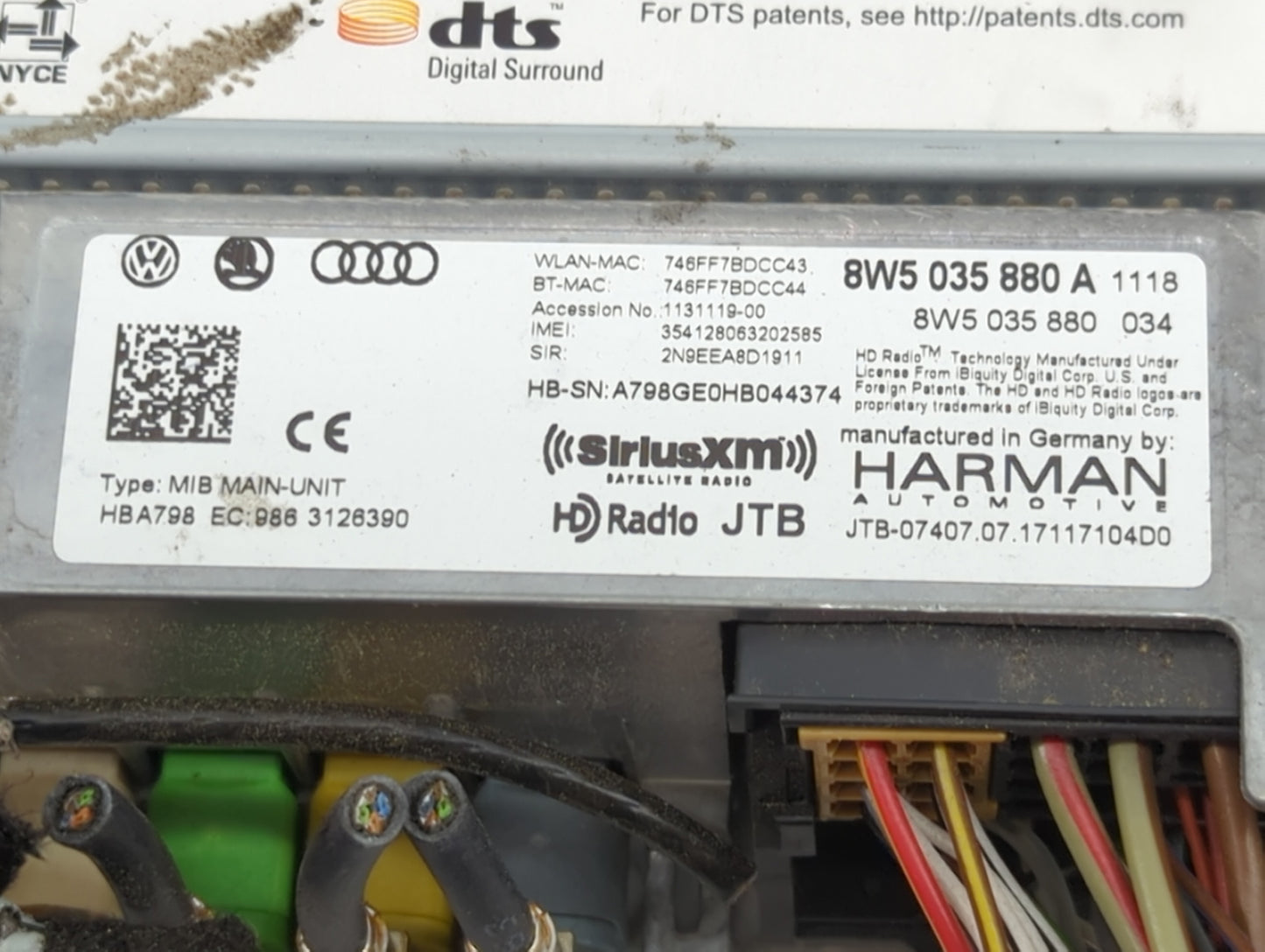 2018-2020 Audi Q5 Radio AM FM Cd Player Receiver Replacement P/N:8W5035880A 8W5035880 Fits Fits 2017 2018 2019 2020 OEM Used