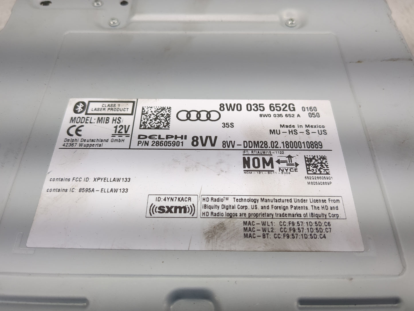 2018 Audi Q5 Radio AM FM Cd Player Receiver Replacement P/N:8W0035652G 8W0035652A, 28605901, XPYELLAW133 Fits Fits 2017 OEM