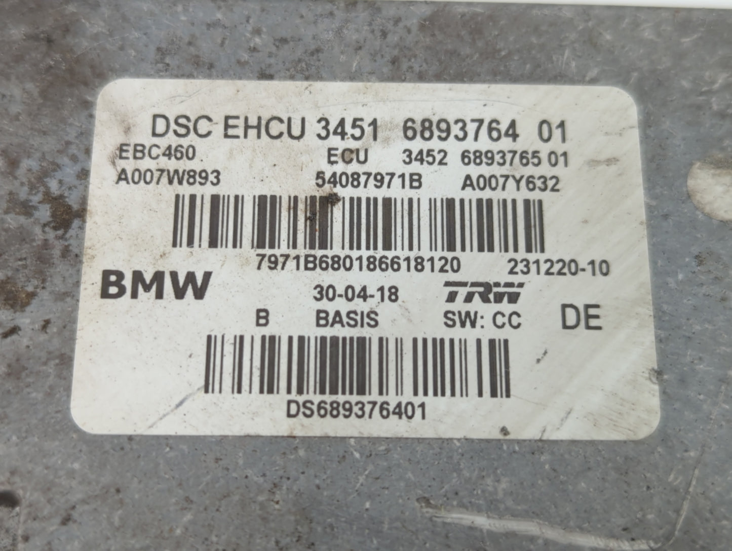 2018-2021 Bmw X3 ABS Pump Control Module Replacement P/N:3451 6893764 01 Fits Fits 2016 2017 2018 2019 2020 2021 OEM Used Au