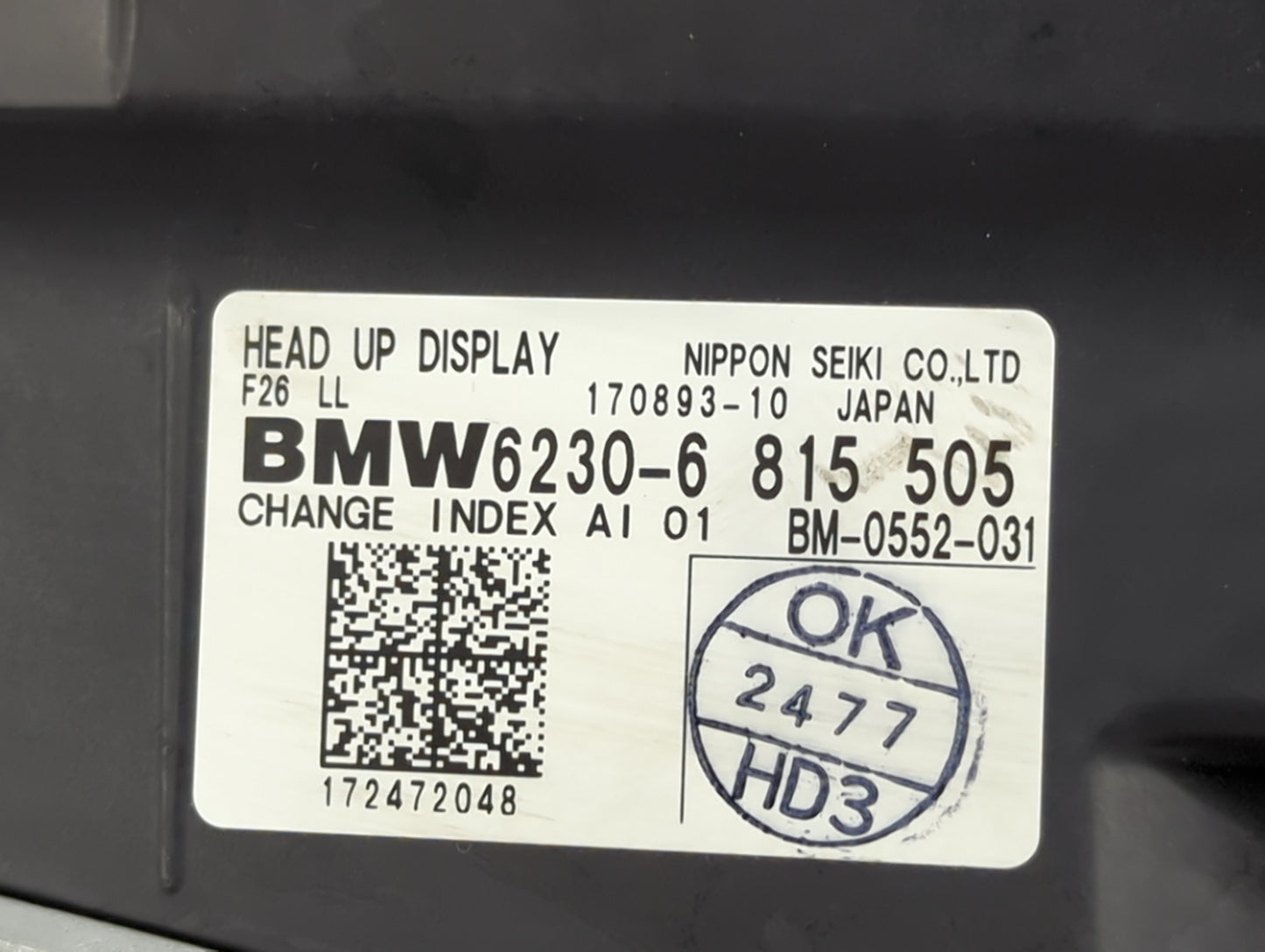 2018 Bmw X4 Dash Dashboard Heads Up Display Hud Oem - Oemusedautoparts1.com
