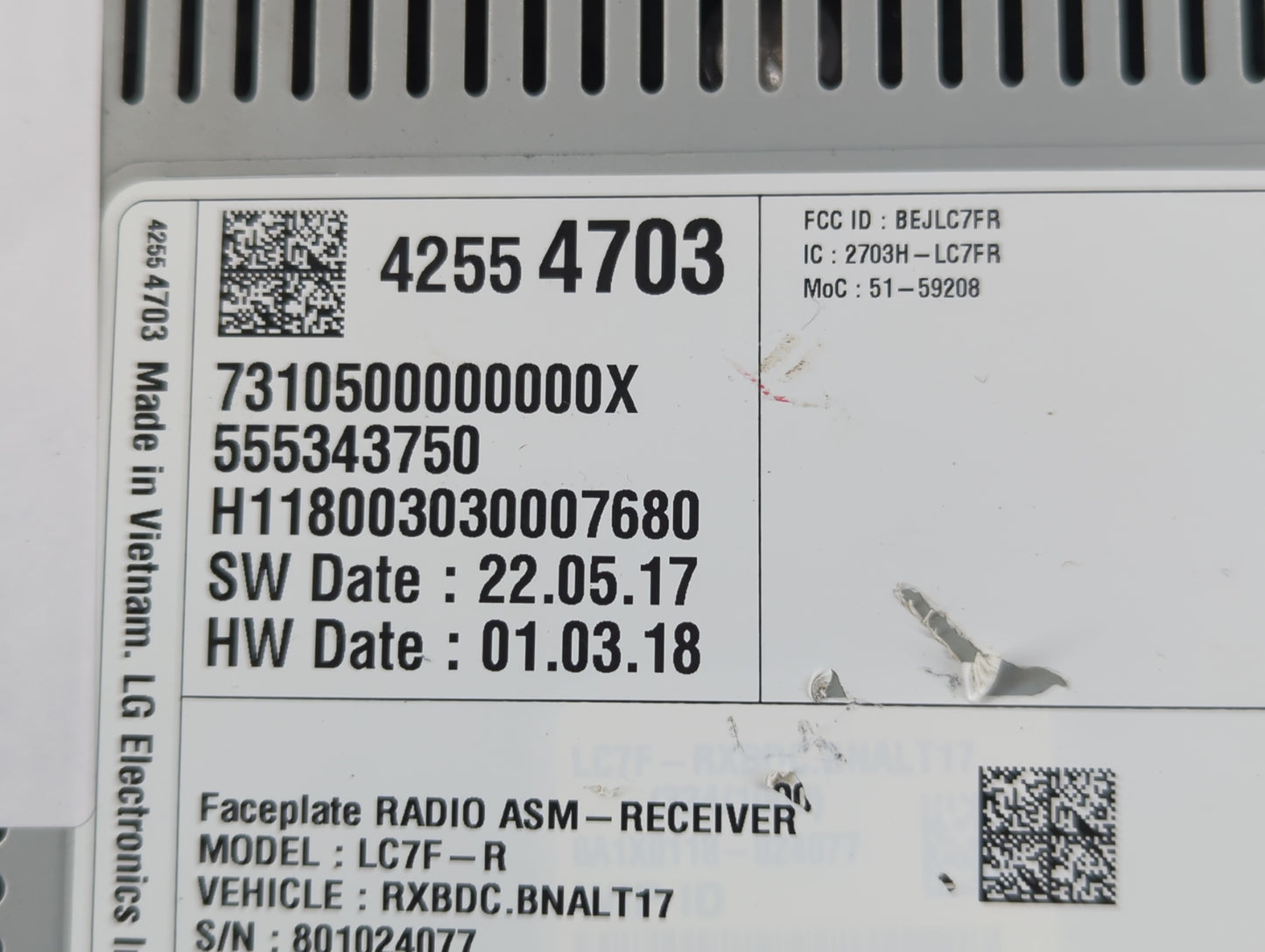 2018 Chevrolet Cruze Radio AM FM Cd Player Receiver Replacement P/N:42554703 Fits Fits 2019 2020 2021 OEM Used Auto Parts -