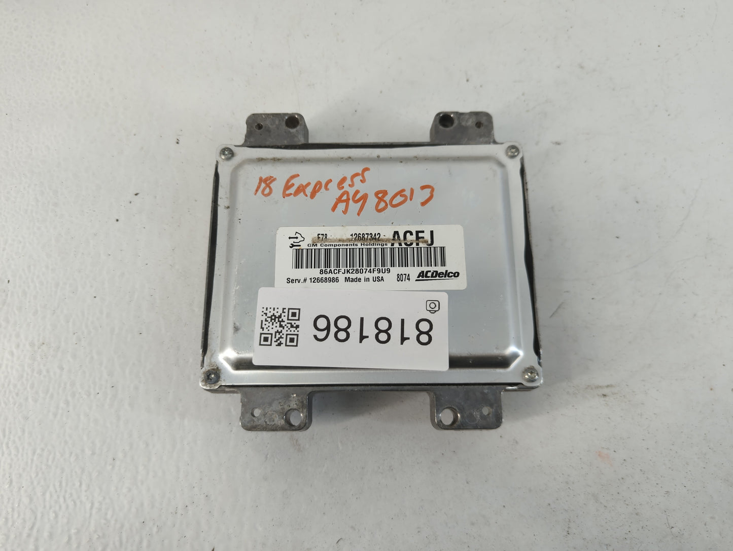 2017-2020 Chevrolet Express 2500 PCM Engine Control Computer ECU ECM PCU OEM P/N:12687342 Fits Fits 2017 2018 2019 2020 2021