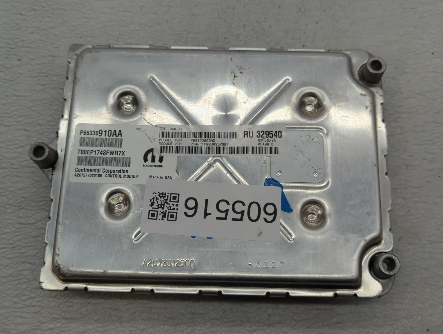 2018-2019 Chrysler Pacifica PCM Engine Control Computer ECU ECM PCU OEM P/N:P6830910AA Fits Fits 2018 2019 2020 OEM Used Aut