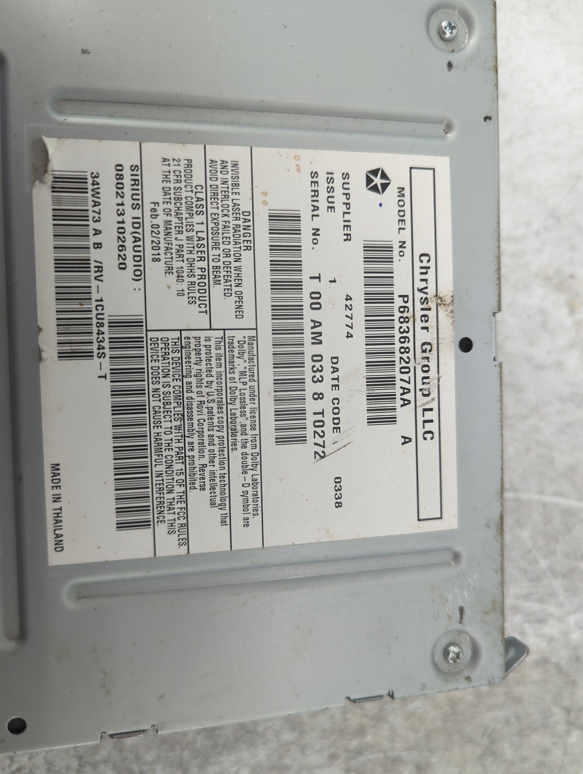 2018 Dodge Caravan Radio AM FM Cd Player Receiver Replacement P/N:P68368207AA Fits Fits 2012 2013 2014 2015 2016 2017 2019 2