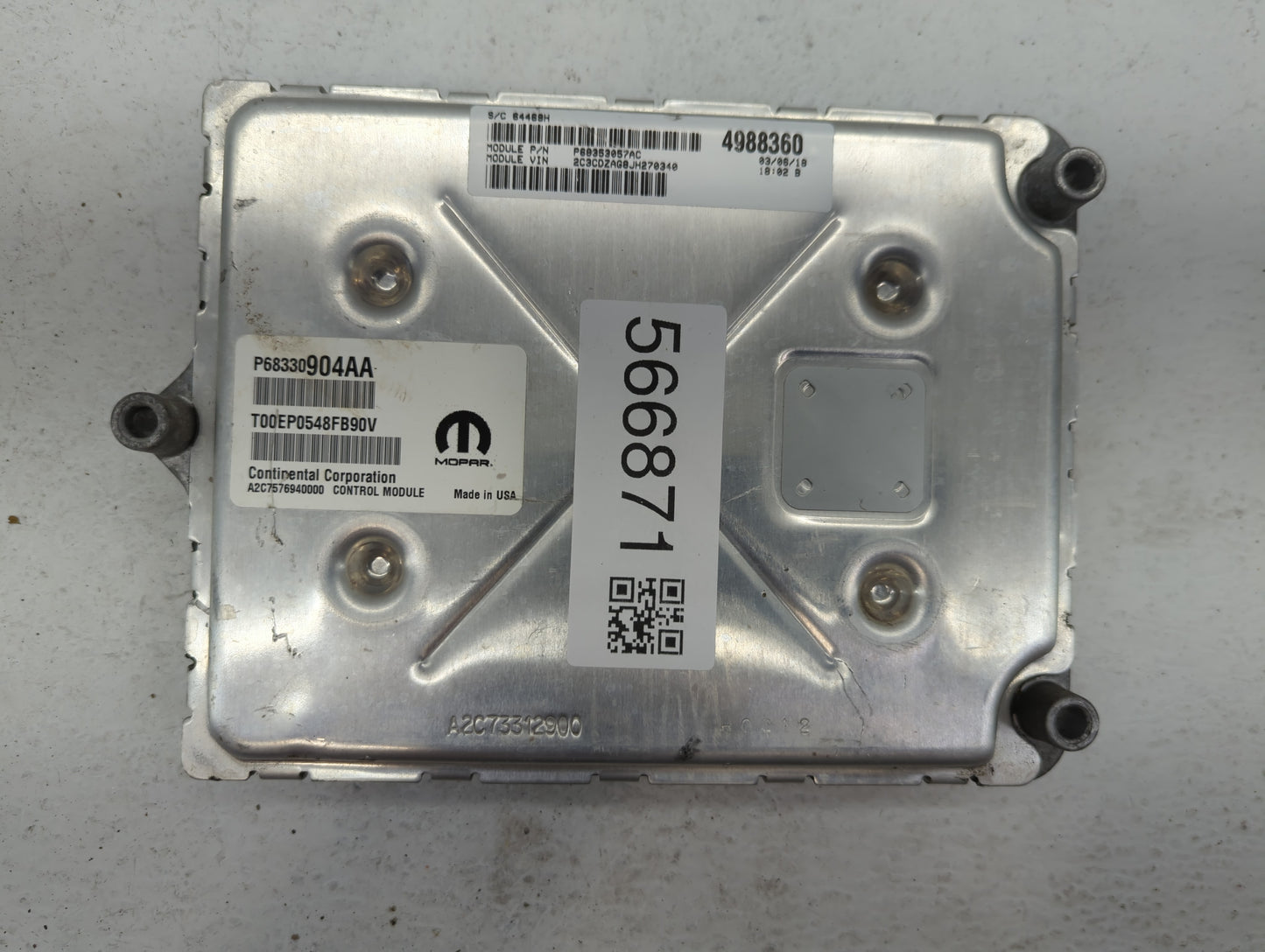 2018-2019 Dodge Challenger PCM Engine Control Computer ECU ECM PCU OEM P/N:P68330904AA Fits Fits 2018 2019 OEM Used Auto Par
