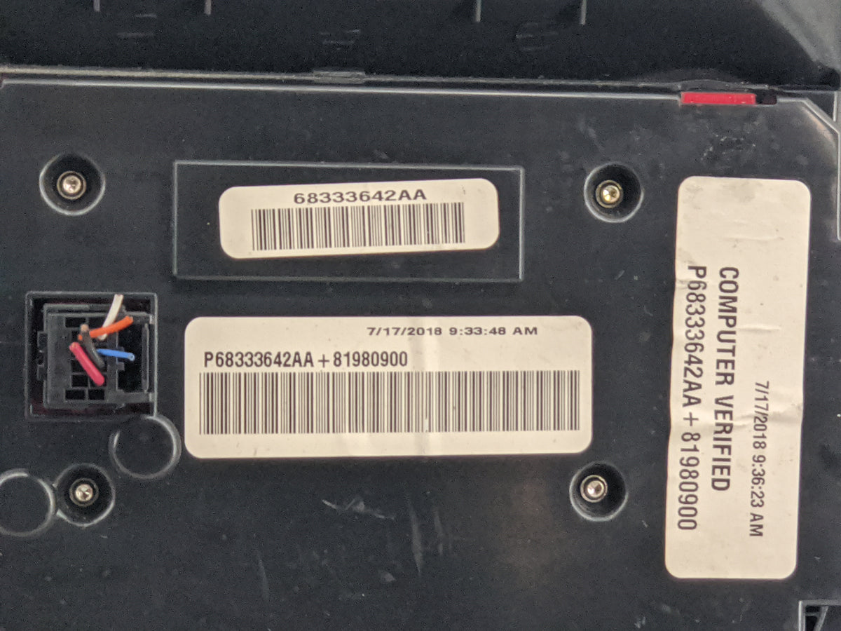 2018-2020 Dodge Durango Climate Control Module Temperature AC/Heater Replacement P/N:68333642AA P68333642AA Fits OEM Used Au