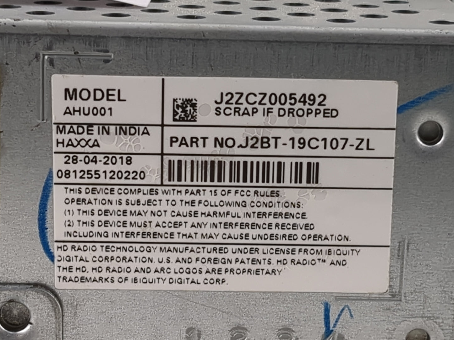 2018-2019 Ford Ecosport Radio AM FM Cd Player Receiver Replacement P/N:J2BT-19C107-ZL J2ZCZ005492, AHU001 Fits Fits 2018 201