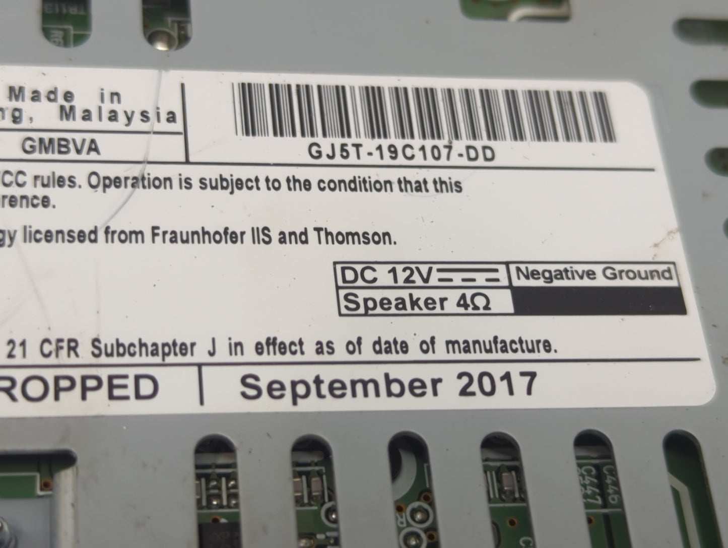 2017-2019 Ford Escape Radio AM FM Cd Player Receiver Replacement P/N:GJ5T-19C107-DD GJ5T-19C107-BE Fits Fits 2017 2018 2019
