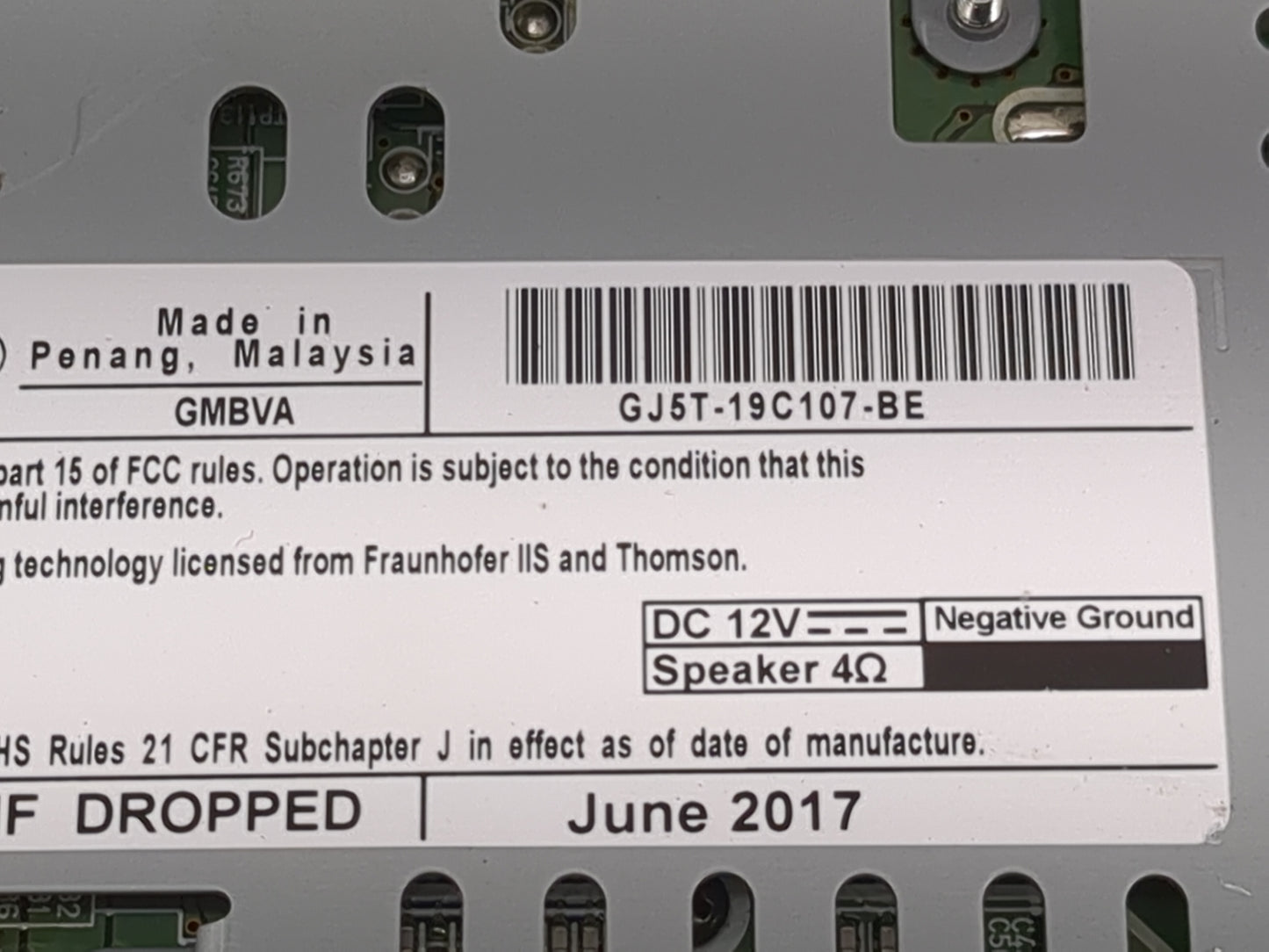 2017-2019 Ford Escape Radio AM FM Cd Player Receiver Replacement P/N:GJ5T-19C107-BE Fits Fits 2017 2018 2019 OEM Used Auto P