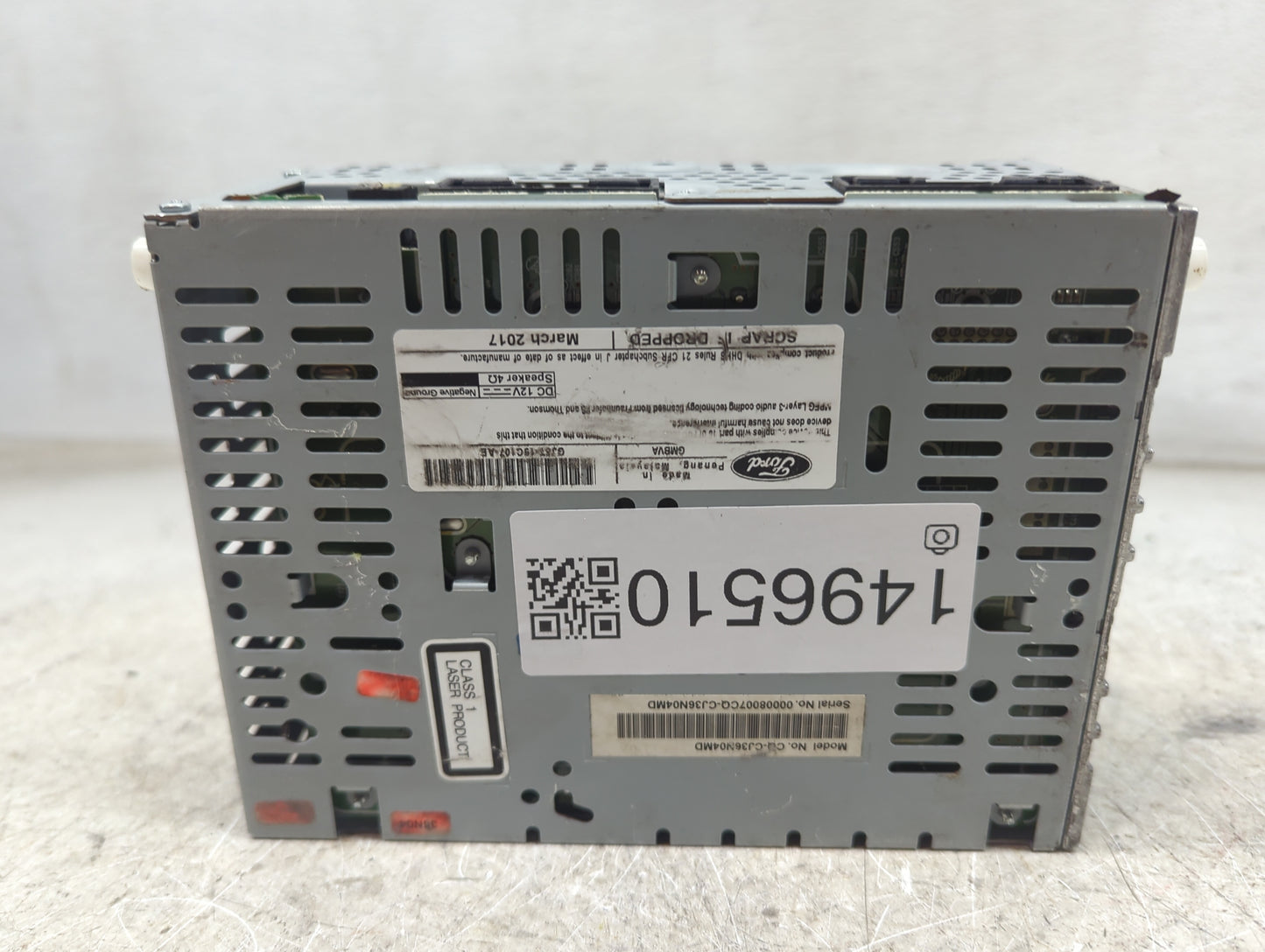 2017-2019 Ford Escape Radio AM FM Cd Player Receiver Replacement P/N:GJ5T-19C107-AE CQ-GJ36N04MD Fits Fits 2017 2018 2019 OE