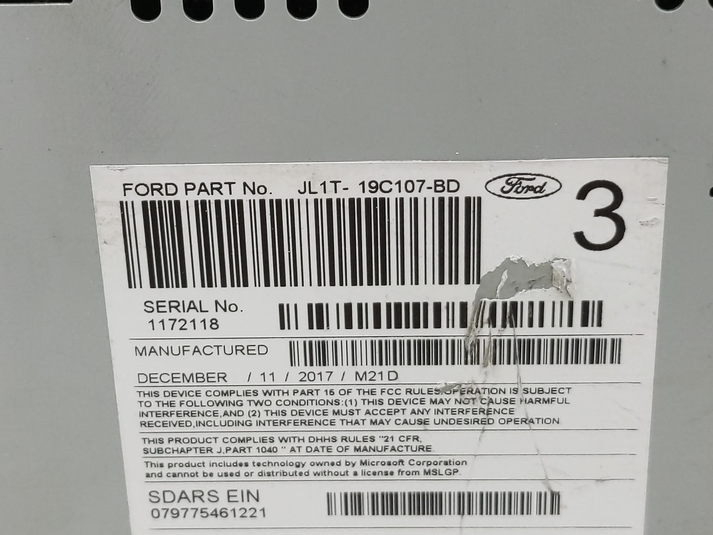 2018-2021 Ford Expedition Radio AM FM Cd Player Receiver Replacement P/N:JL1T-19C107-BD Fits Fits 2018 2019 2020 2021 OEM Us