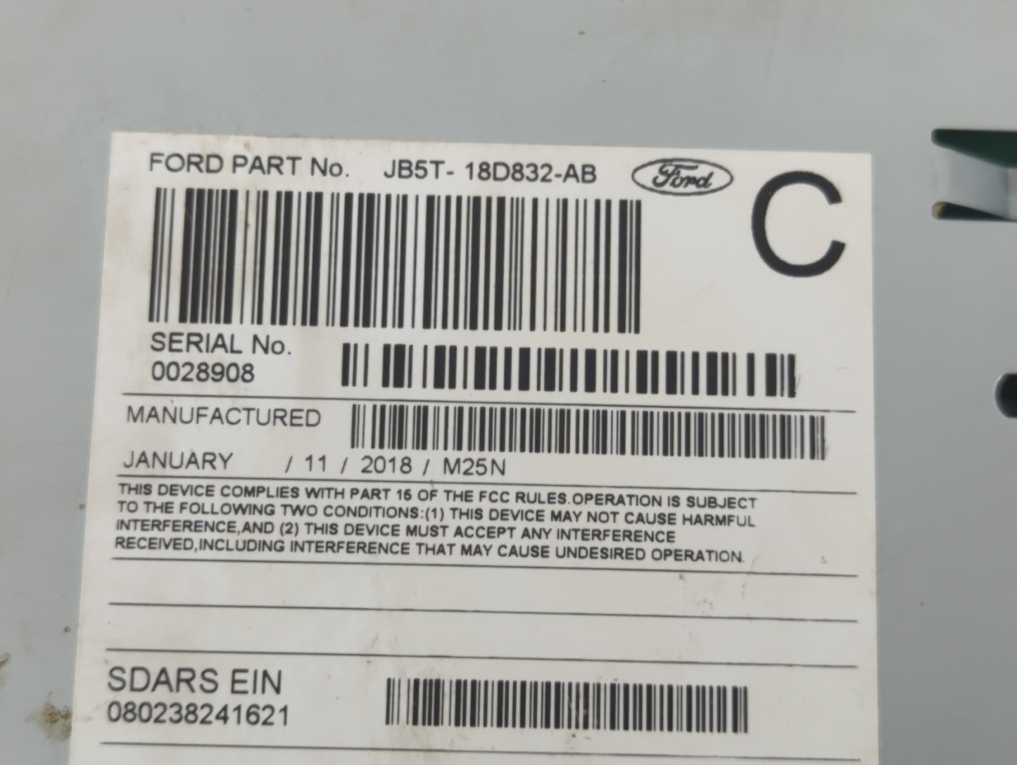 2018 Ford Explorer Radio AM FM Cd Player Receiver Replacement P/N:JB5T-18D832-AB Fits OEM Used Auto Parts - Oemusedautoparts