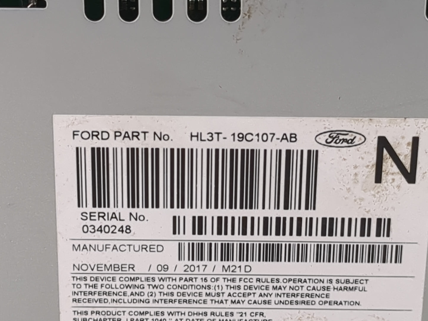 2018 Ford F150 Radio AM FM Cd Player Receiver Replacement P/N:PU-3609P-E HL3T-19C107-AB Fits Fits 2017 OEM Used Auto Parts -