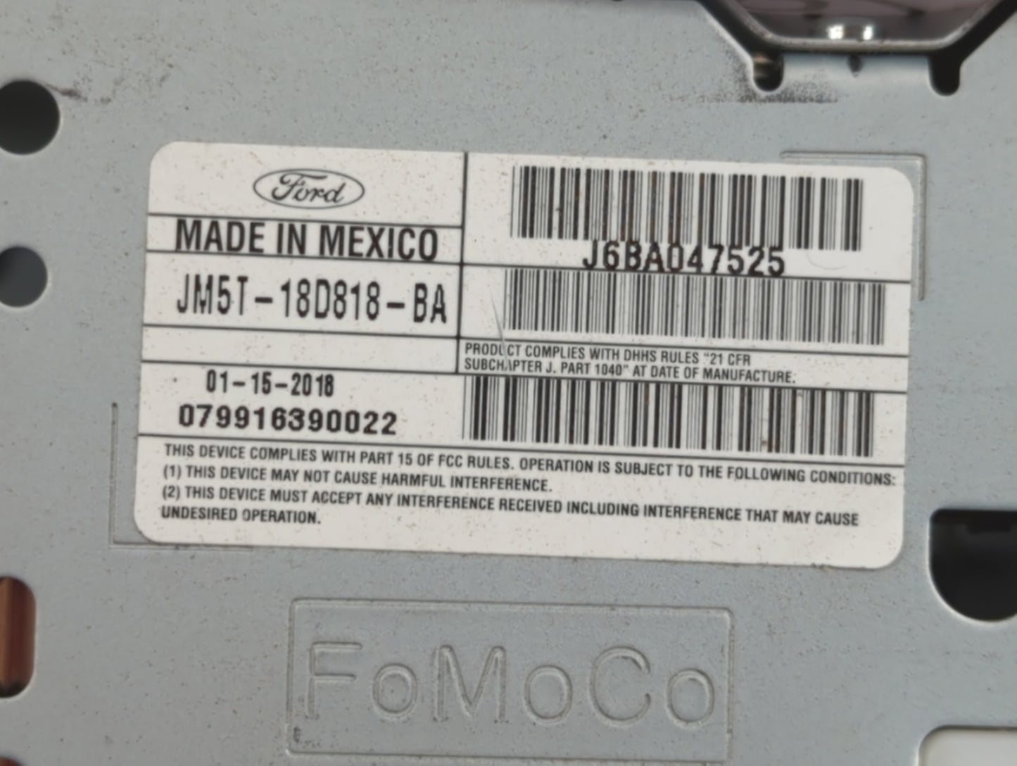 2017-2018 Ford Focus Radio AM FM Cd Player Receiver Replacement P/N:JM5T-18D818-BA Fits Fits 2017 2018 OEM Used Auto Parts -