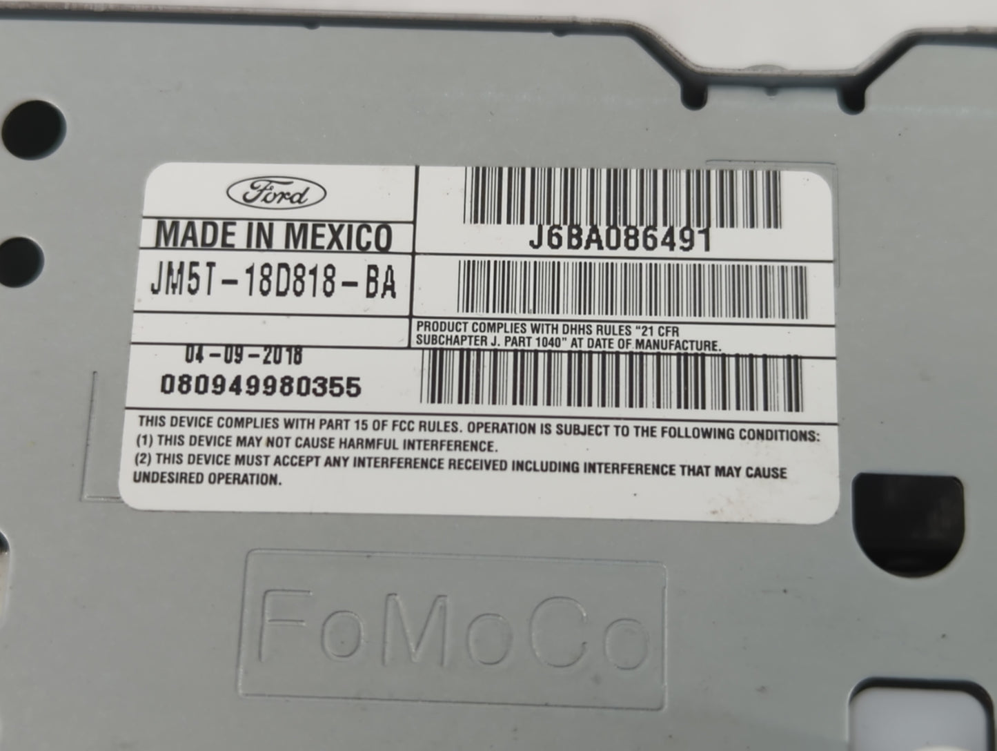 2018 Ford Focus Radio AM FM Cd Player Receiver Replacement P/N:JM5T-18D818-BA Fits OEM Used Auto Parts - Oemusedautoparts1.c