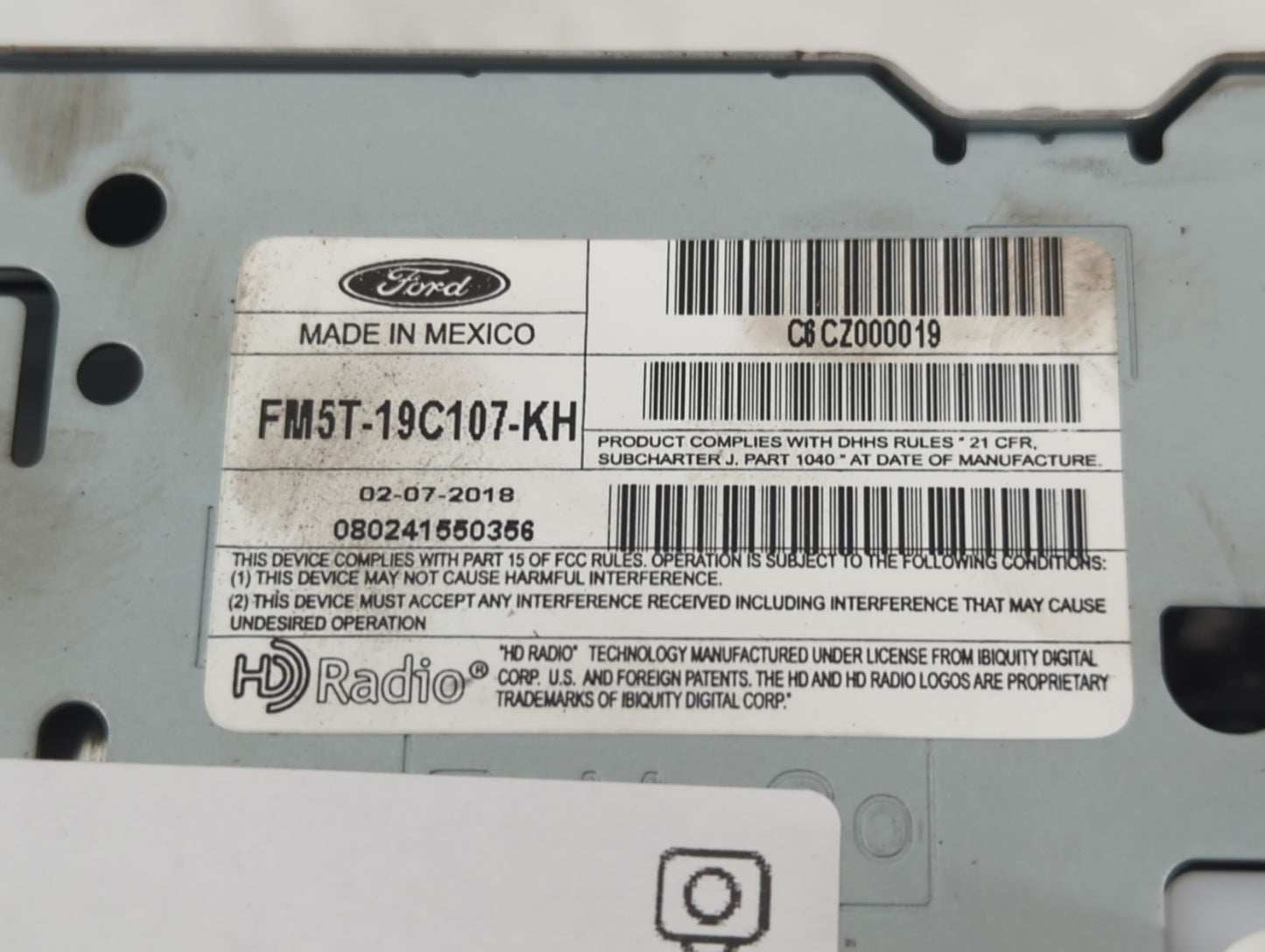 2016-2018 Ford Focus Radio AM FM Cd Player Receiver Replacement P/N:FM5T-19C107-KH Fits Fits 2016 2017 2018 OEM Used Auto Pa