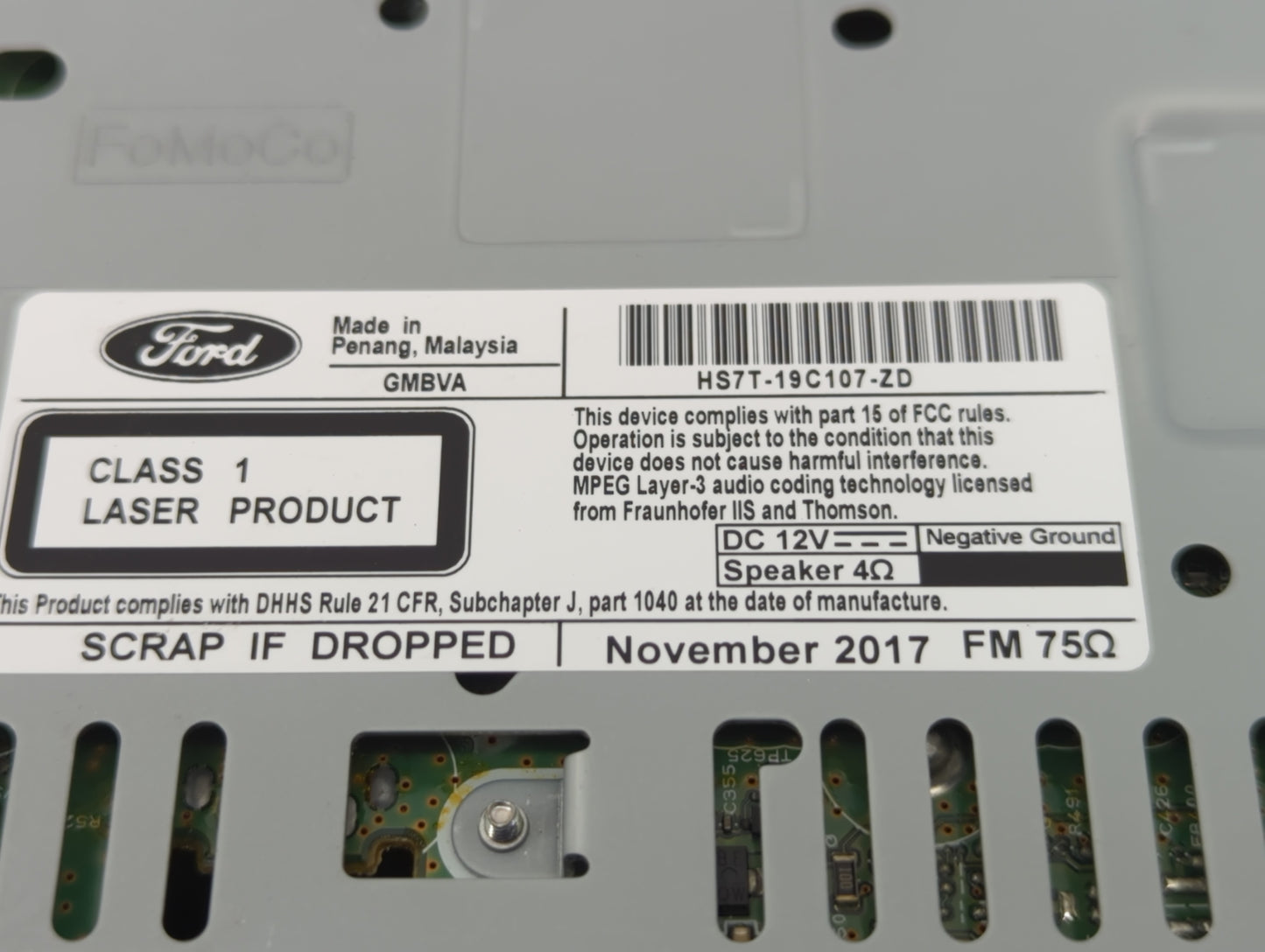 2017-2020 Ford Fusion Radio AM FM Cd Player Receiver Replacement P/N:HS7T-19C107-ZD Fits Fits 2017 2018 2019 2020 OEM Used A