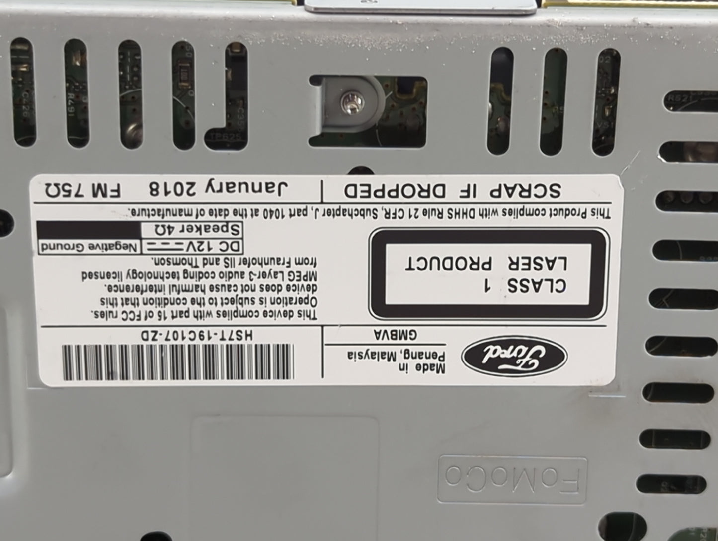 2017-2020 Ford Fusion Radio AM FM Cd Player Receiver Replacement P/N:HS7T-19C107-ZD Fits Fits 2017 2018 2019 2020 OEM Used A