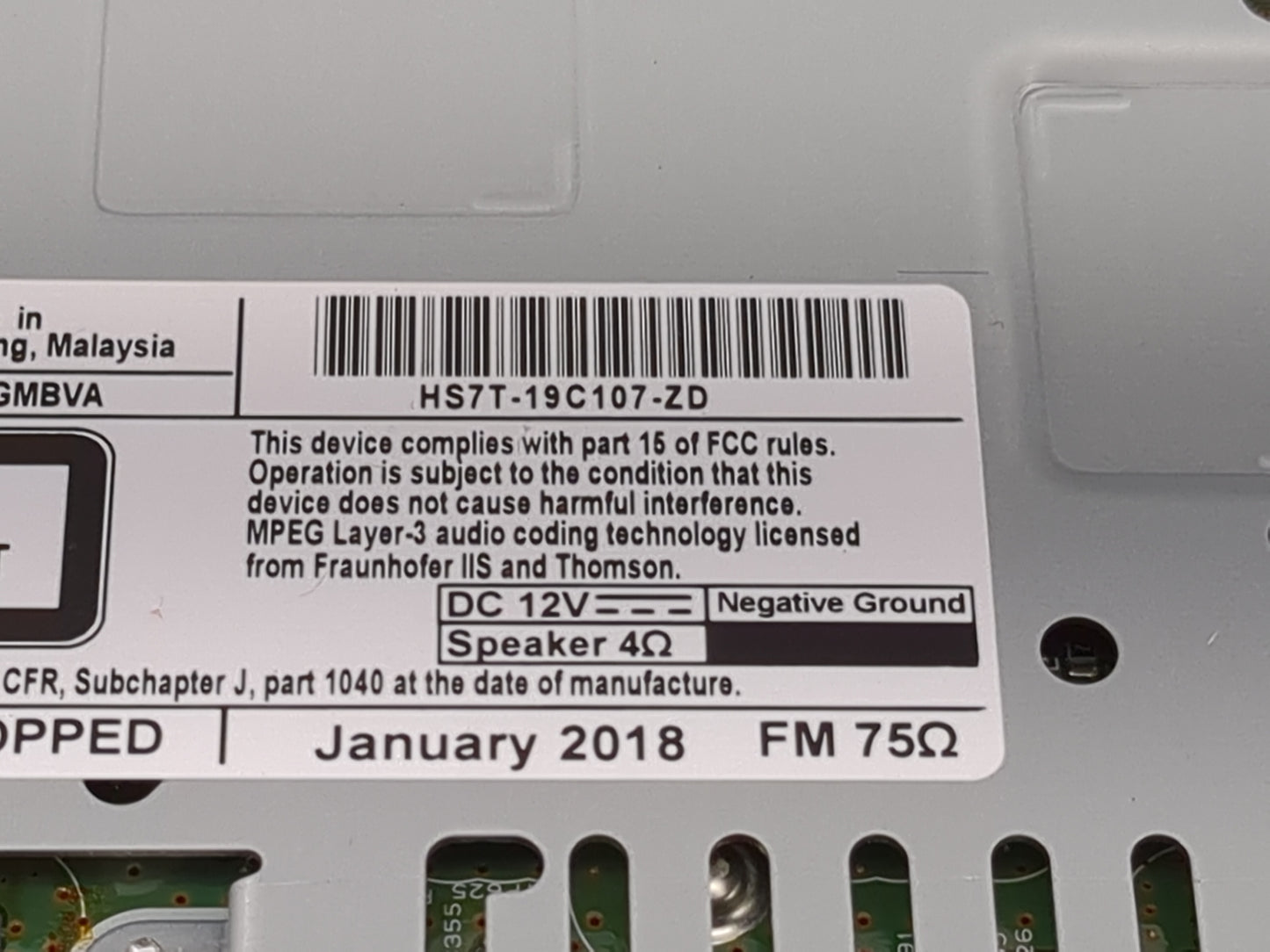 2017-2020 Ford Fusion Radio AM FM Cd Player Receiver Replacement P/N:HS7T-19C107-ZD Fits Fits 2017 2018 2019 2020 OEM Used A