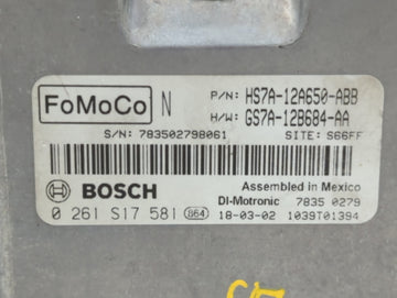 2017-2019 Ford Fusion PCM Engine Control Computer ECU ECM PCU OEM P/N:RMGS7A-12A650-AA KS7A-12A650-BCA Fits Fits 2017 2018 2019 OEM Used Auto Parts