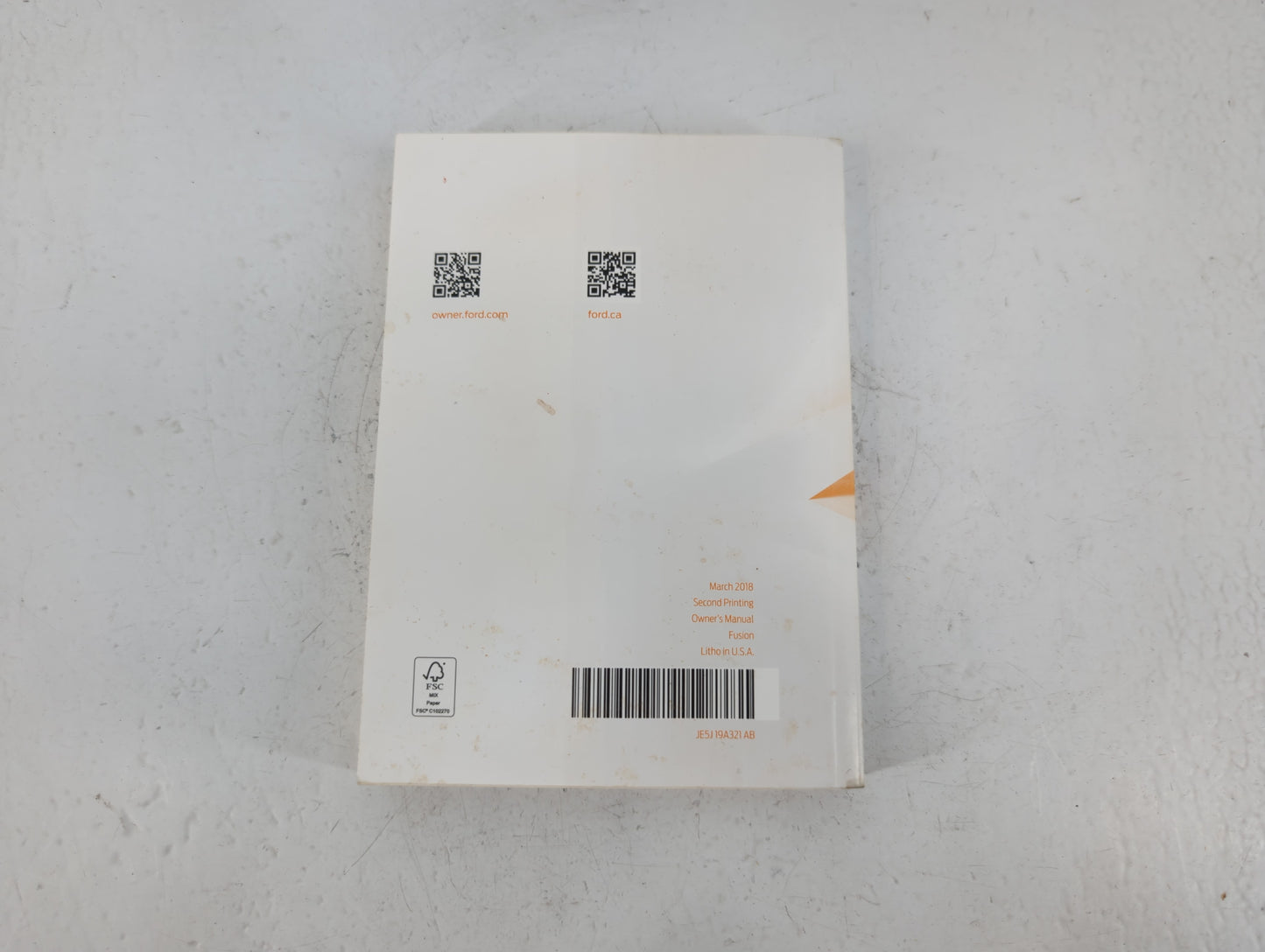 2018 Ford Fusion Owners Manual Book Guide P/N:JE5J 19A321 AB OEM Used Auto Parts - Oemusedautoparts1.com